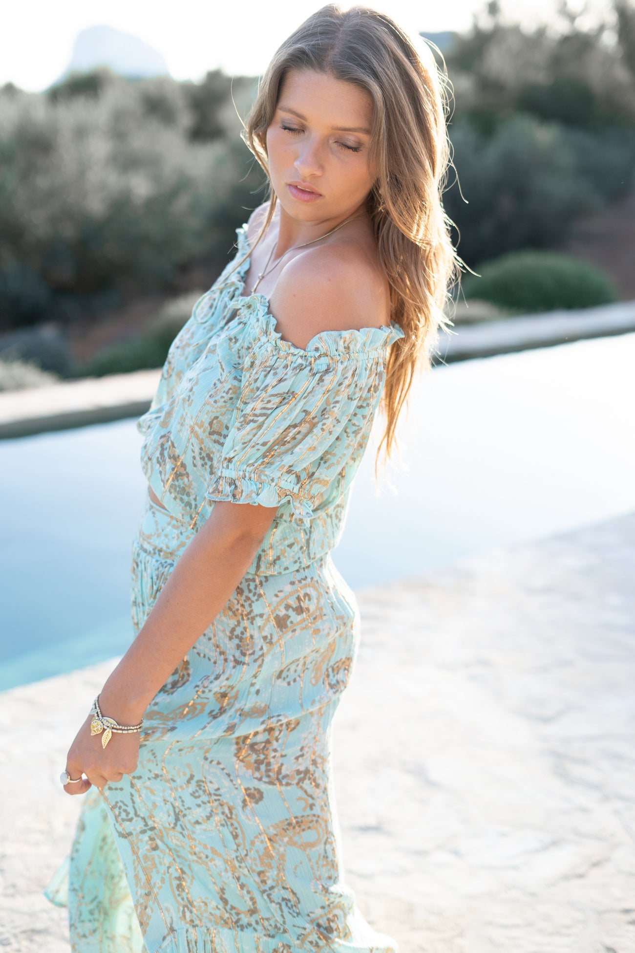 Bohemian top in mint van ibzmode, Brands of Ibiza