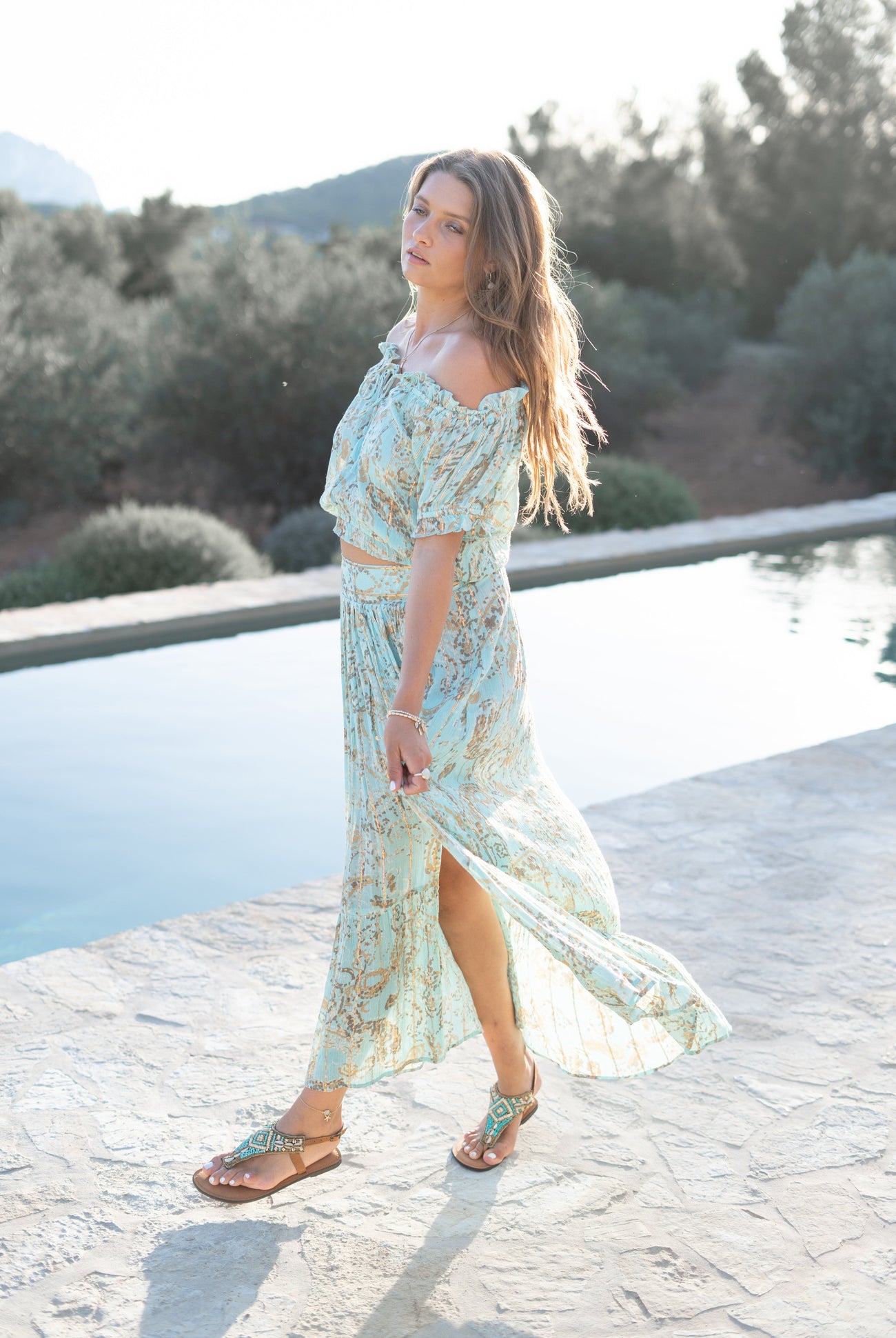 Bohemian top in mint van ibzmode, Brands of Ibiza