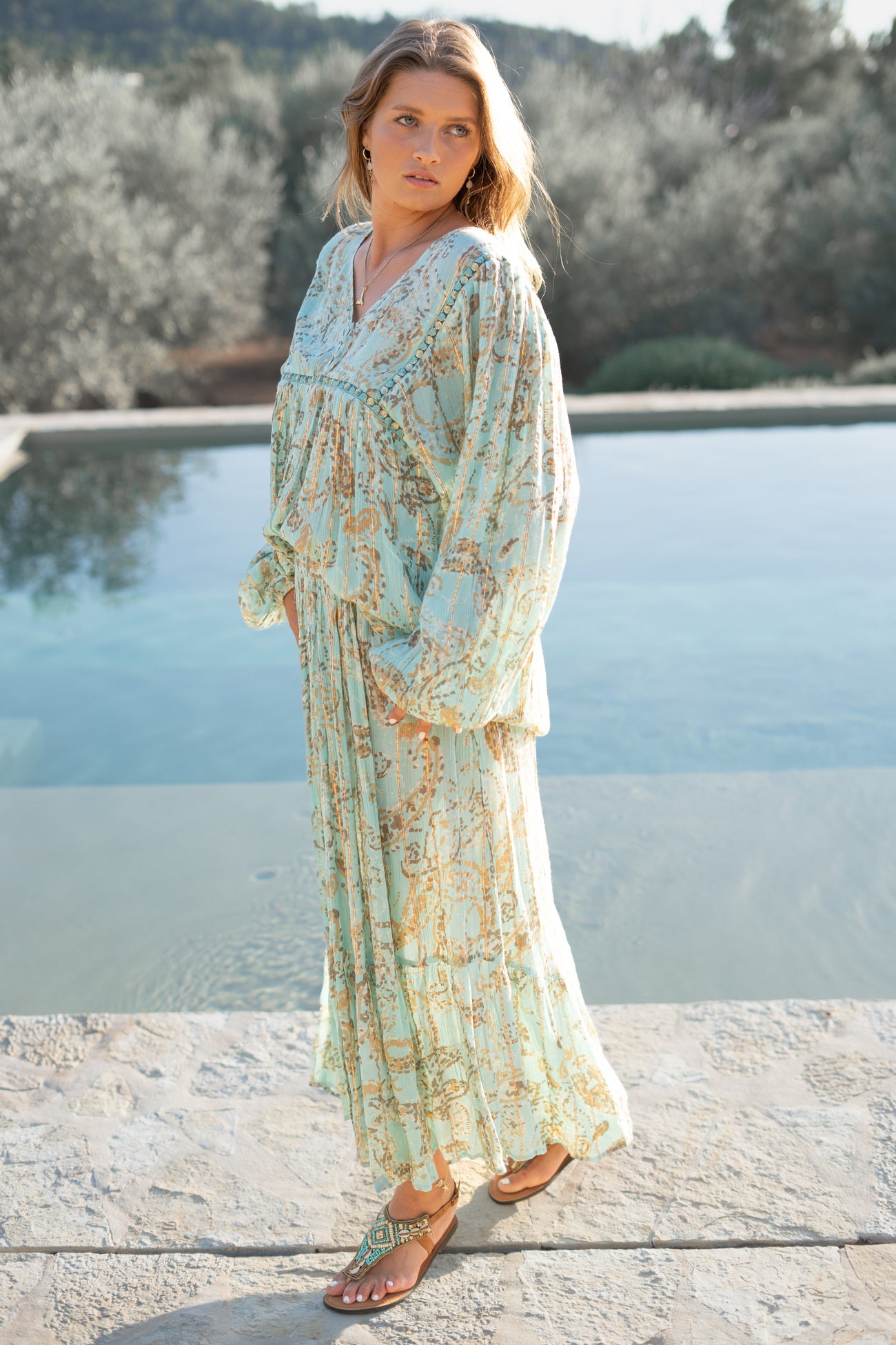 Bohemian blouse in mint van ibzmode, Brands of Ibiza