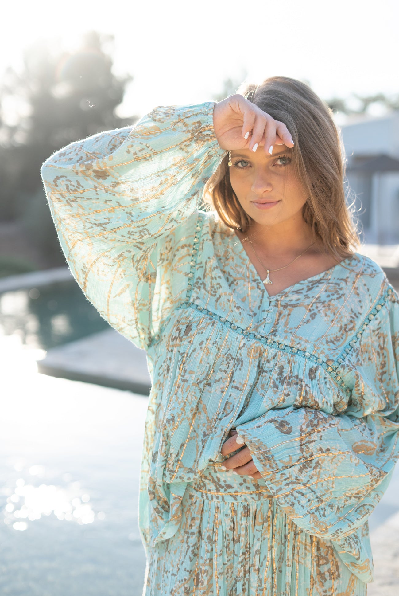 Bohemian blouse in mint van ibzmode, Brands of Ibiza