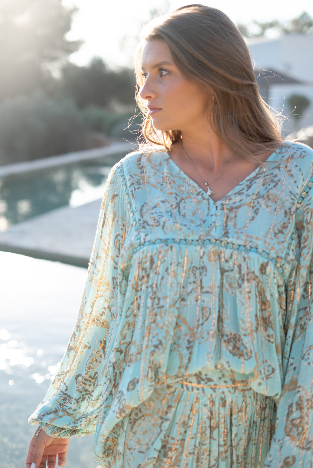Bohemian blouse in mint van ibzmode, Brands of Ibiza