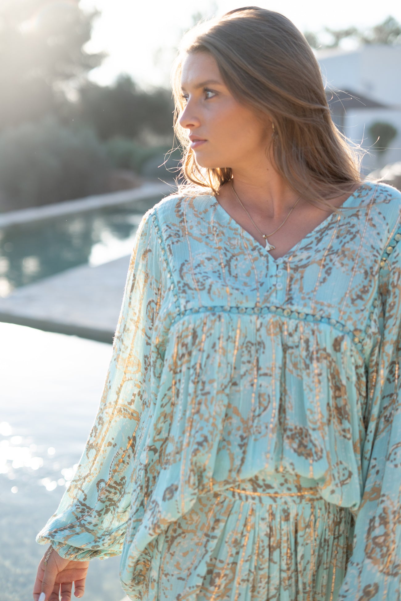 Bohemian blouse in mint van ibzmode, Brands of Ibiza
