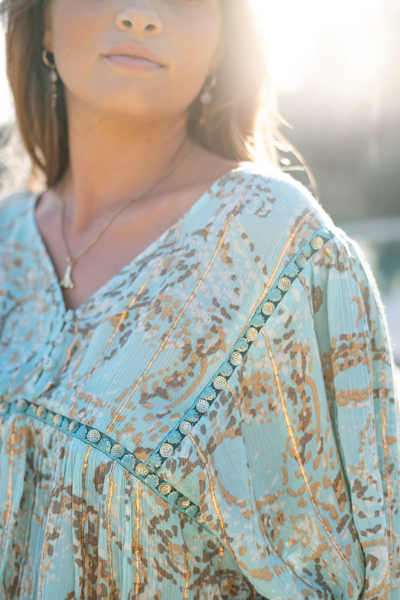Bohemian blouse in mint van ibzmode, Brands of Ibiza