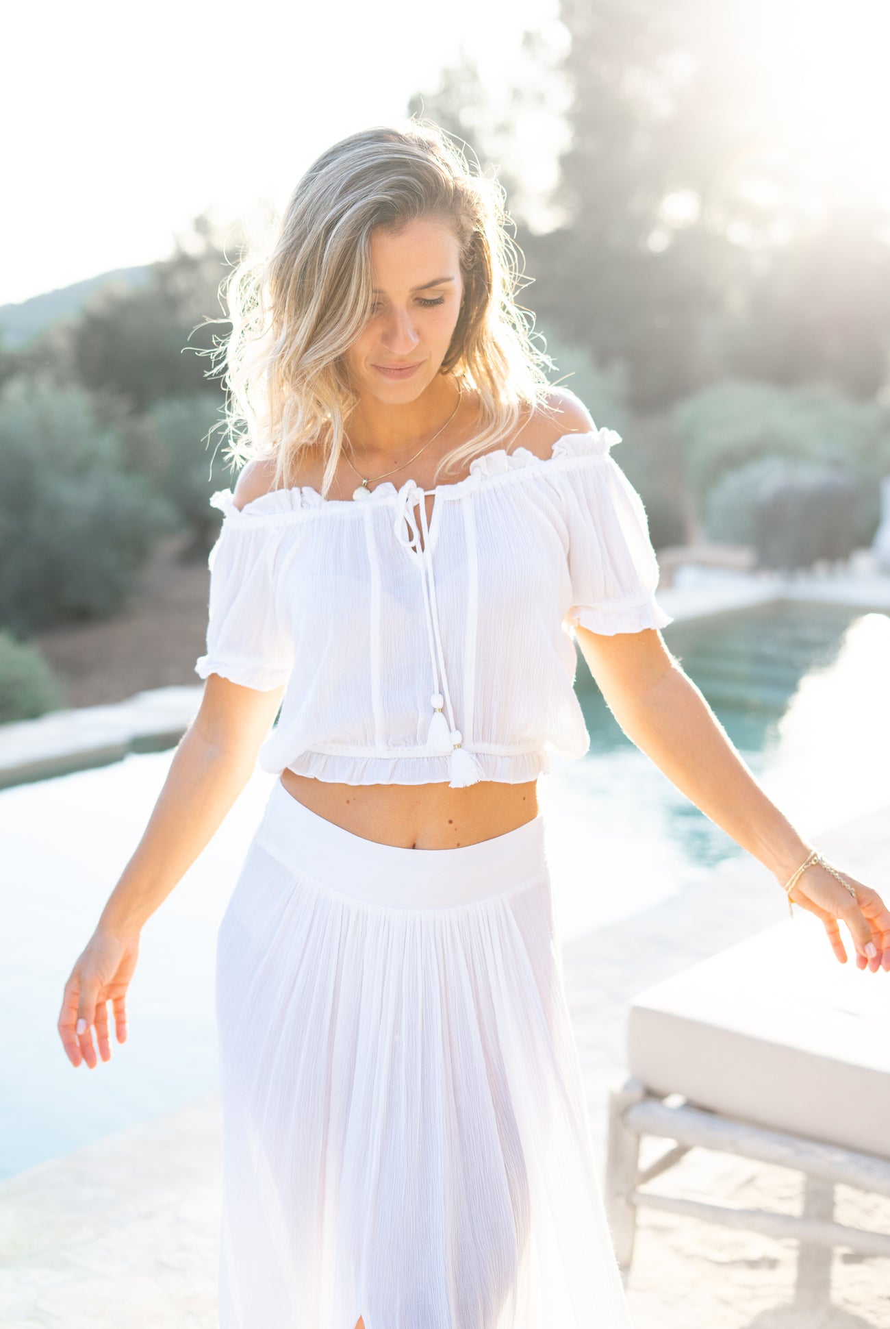 Bohemian top in white van ibzmode, Brands of Ibiza