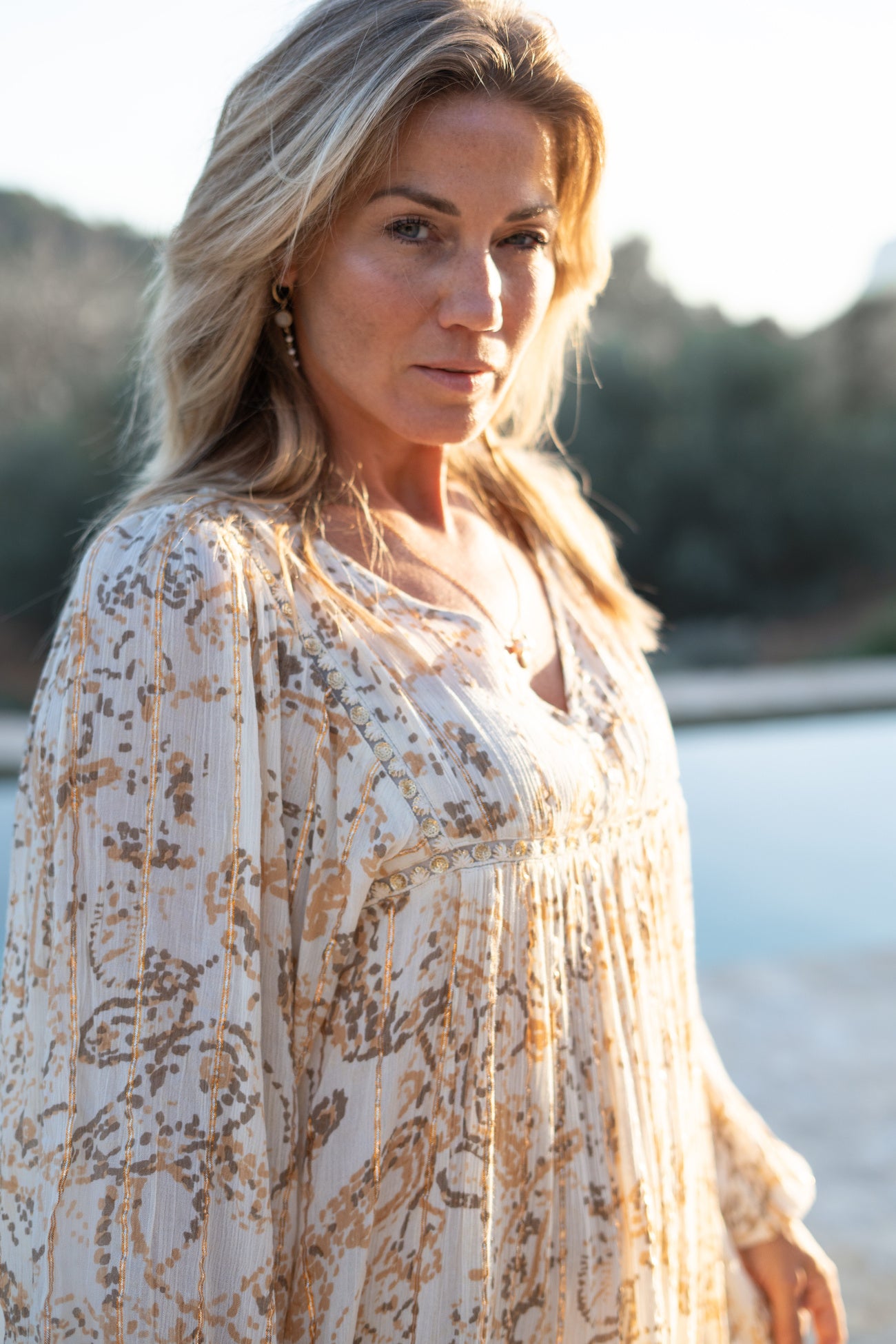 Bohemian jurk in sand van ibzmode, Brands of Ibiza