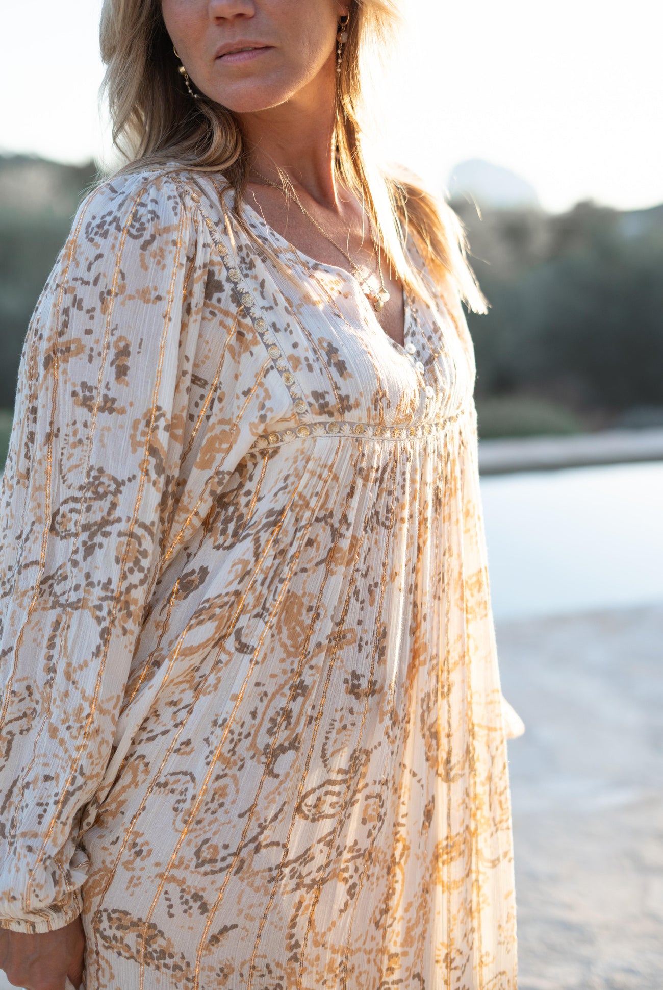 Bohemian jurk in sand van ibzmode, Brands of Ibiza