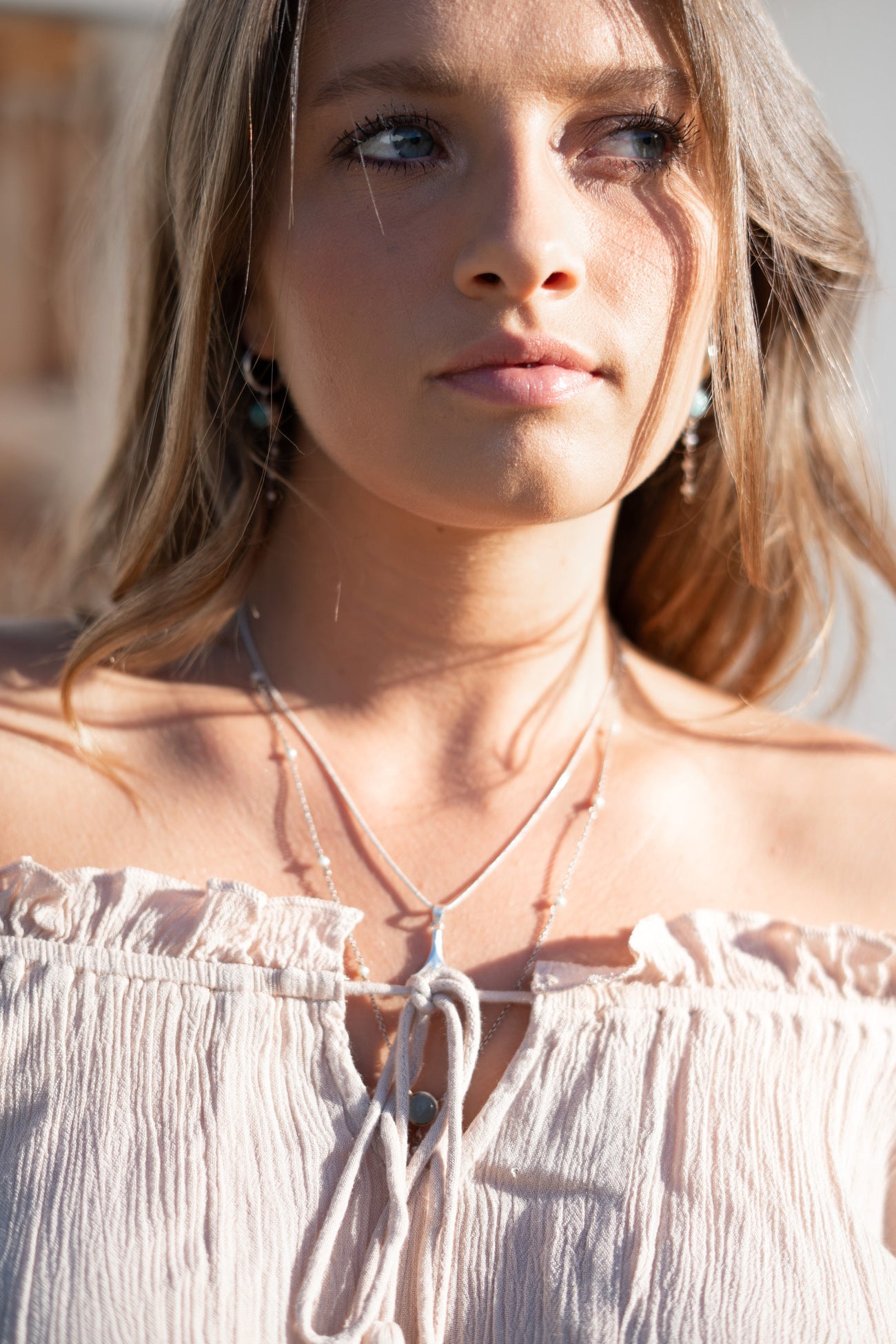 Bohemian top in light taupe van ibzmode, Brands of Ibiza