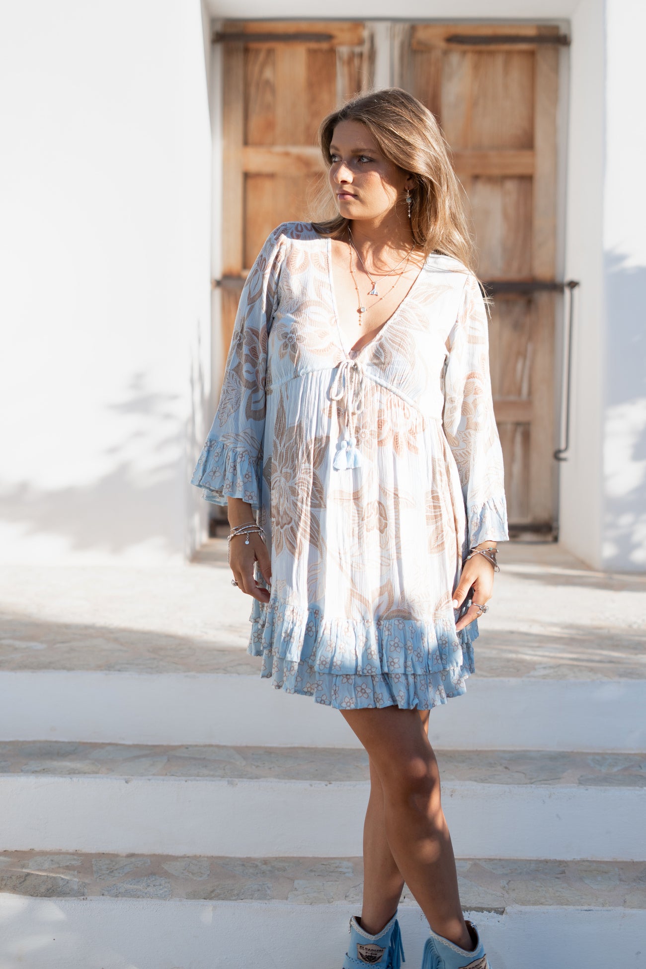 Bohemian jurk in pale blue van ibzmode, Brands of Ibiza