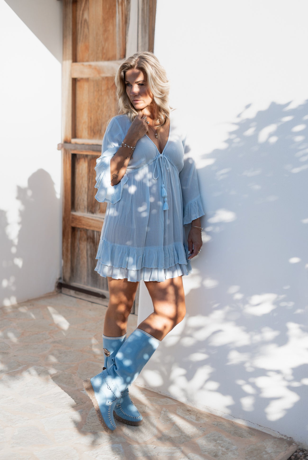 Bohemian jurk in pale blue van ibzmode, Brands of Ibiza
