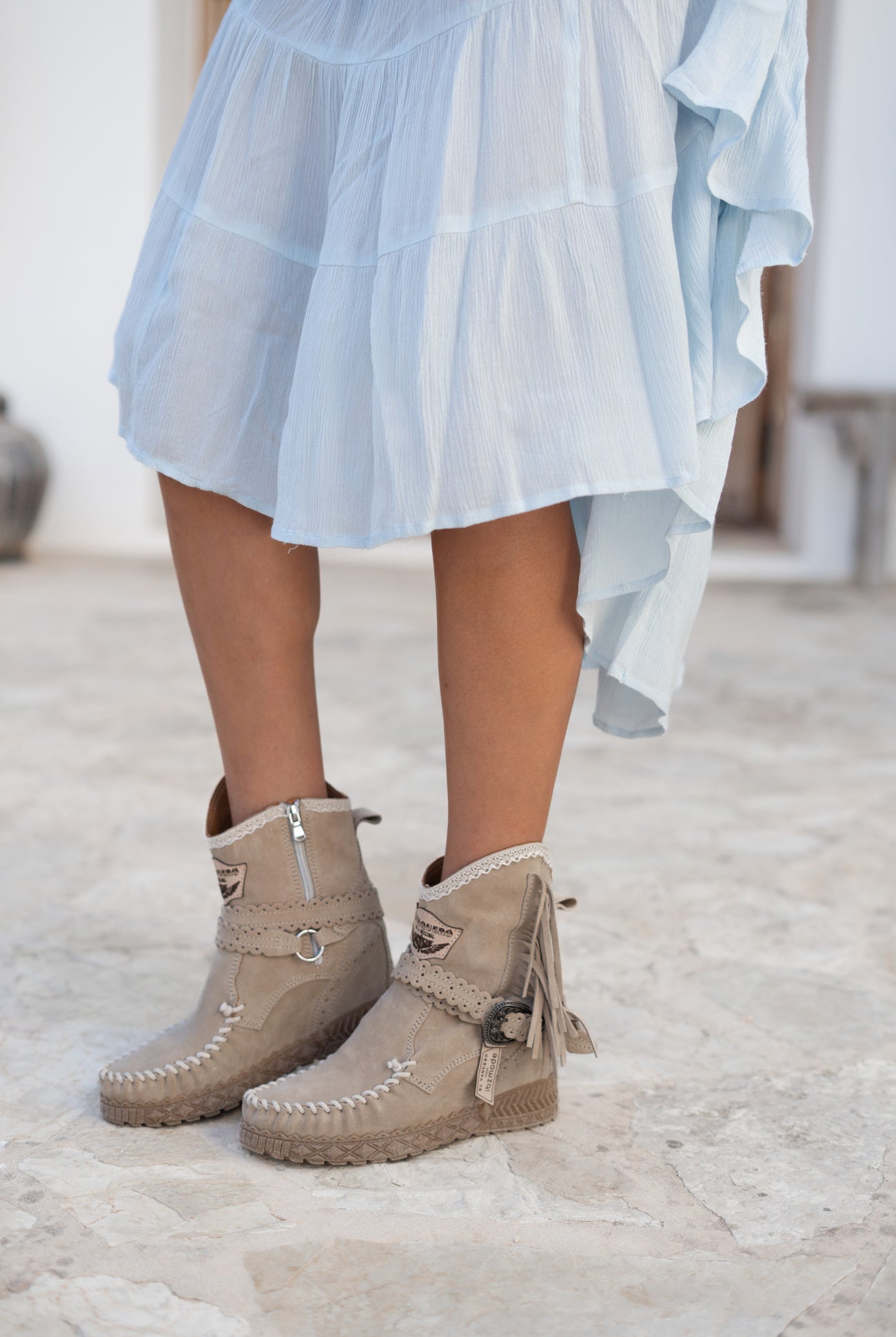 Bohemian rok in pale blue van ibzmode, Brands of Ibiza