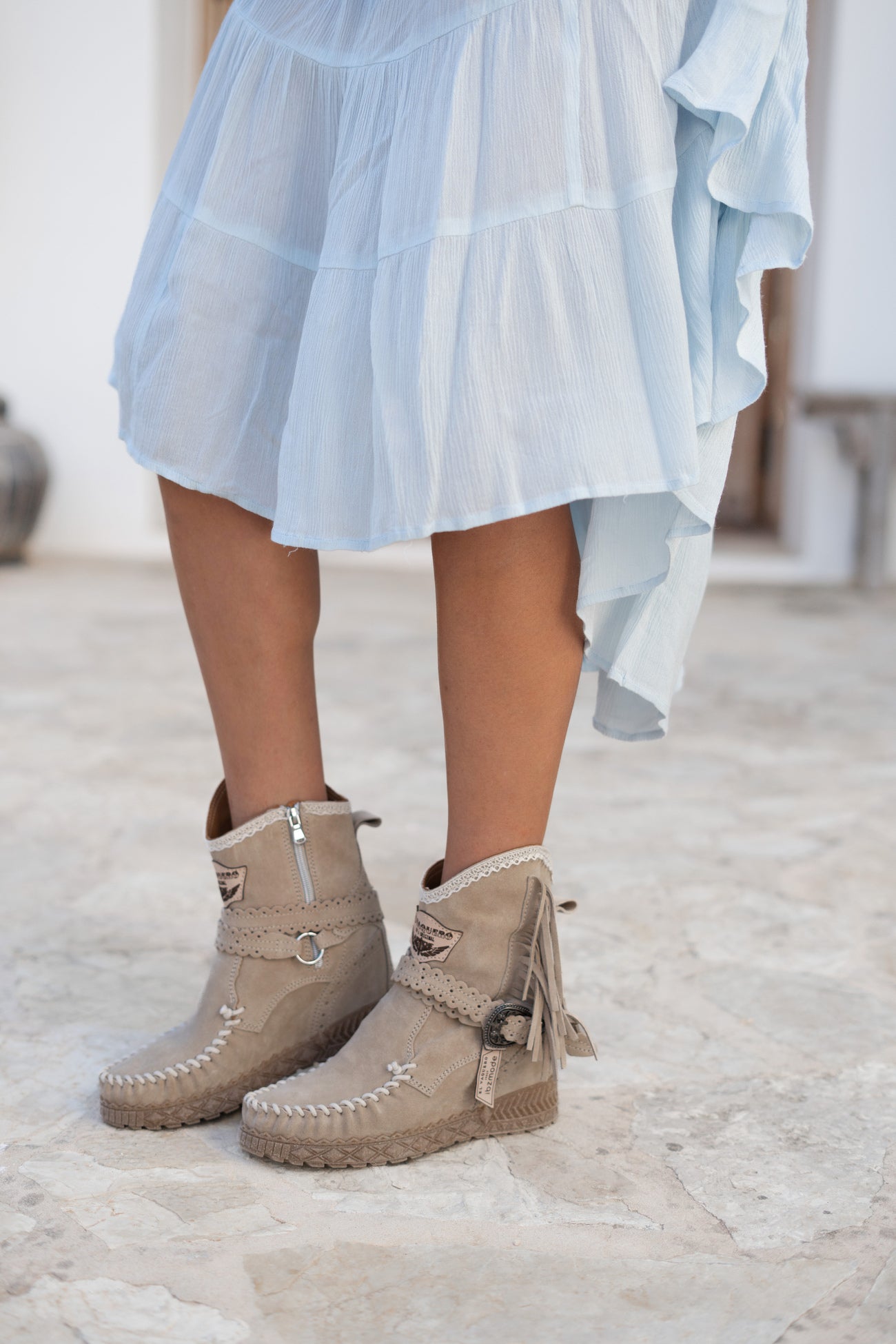 Bohemian rok in pale blue van ibzmode, Brands of Ibiza