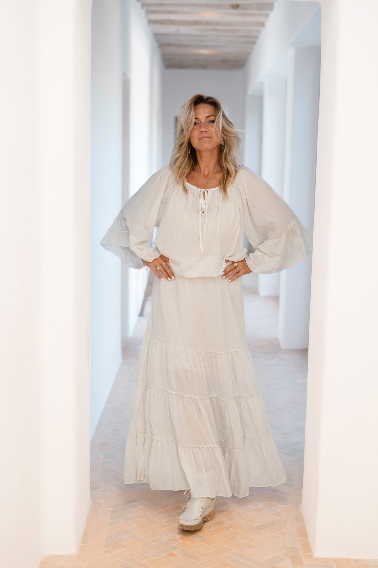 Bohemian blouse in ecru van ibzmode, Brands of Ibiza