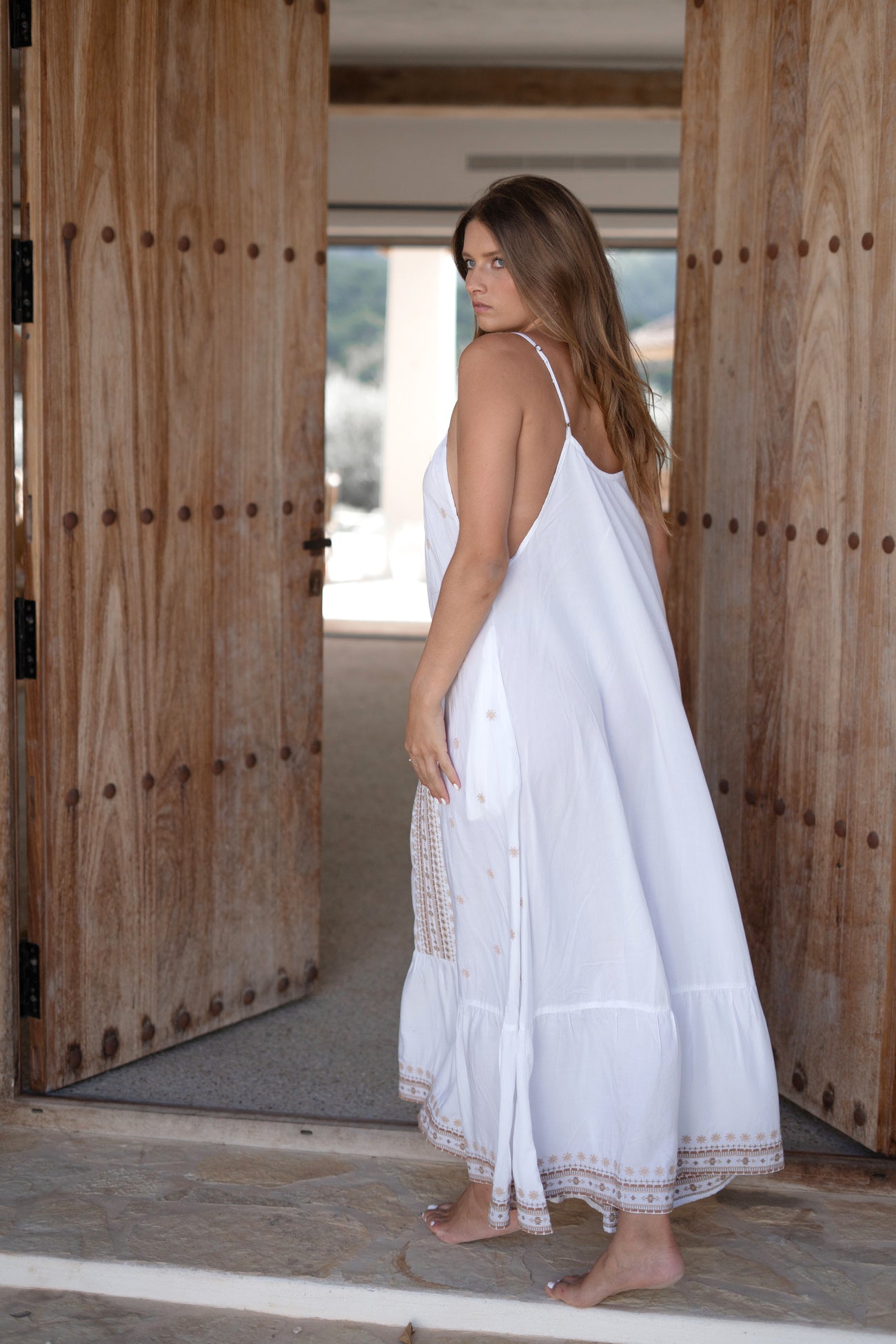 Bohemian jurk in white van ibzmode, Brands of Ibiza