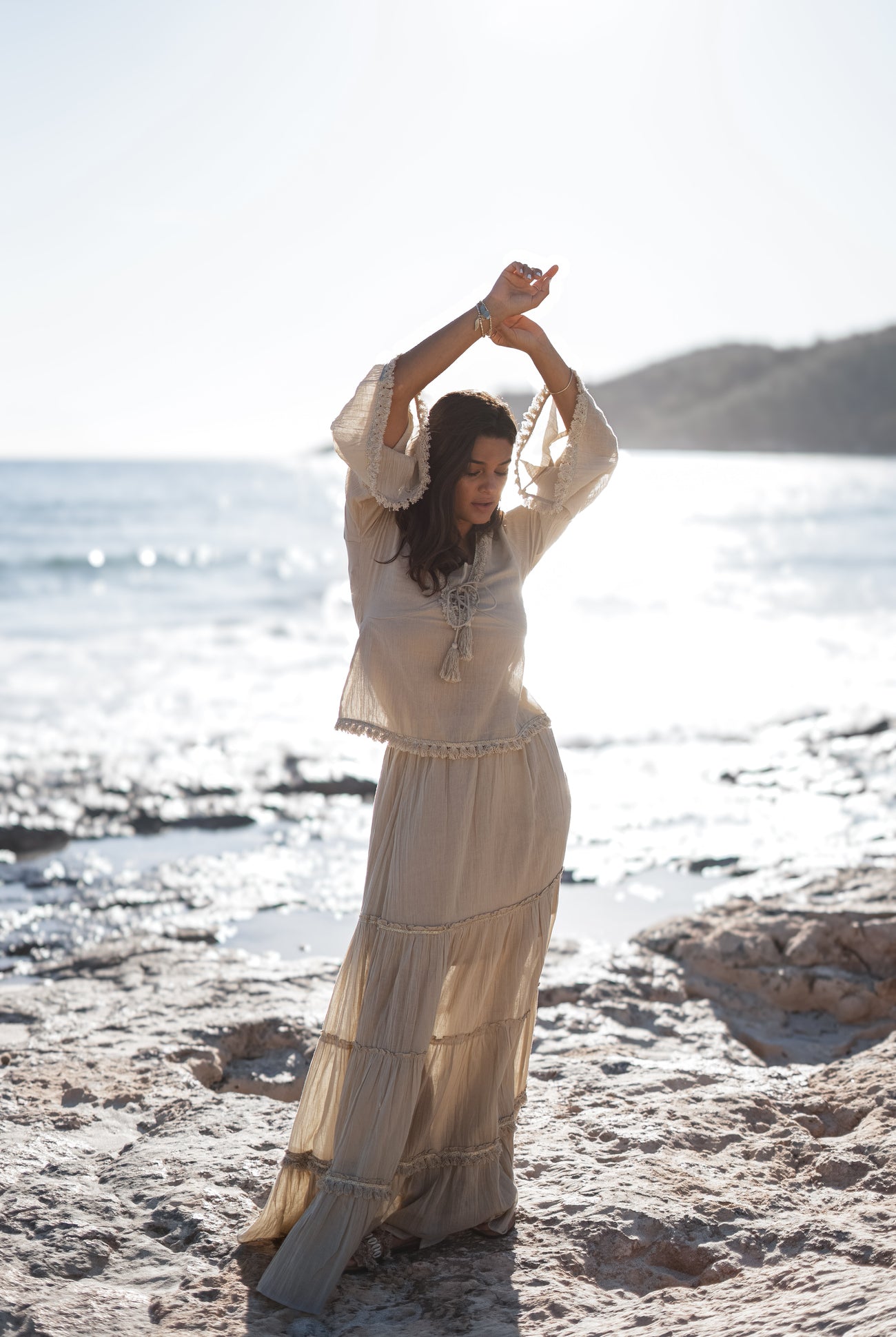 Bohemian rok in sand van ibzmode, Brands of Ibiza