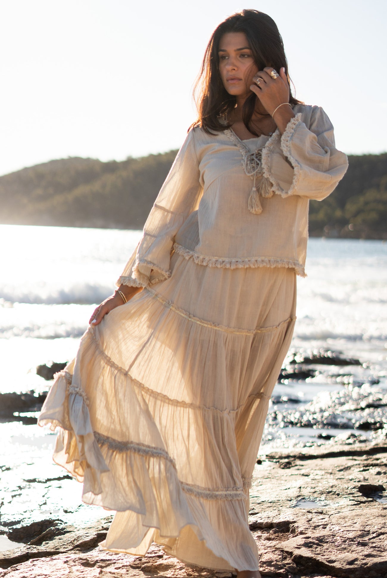 Bohemian rok in sand van ibzmode, Brands of Ibiza