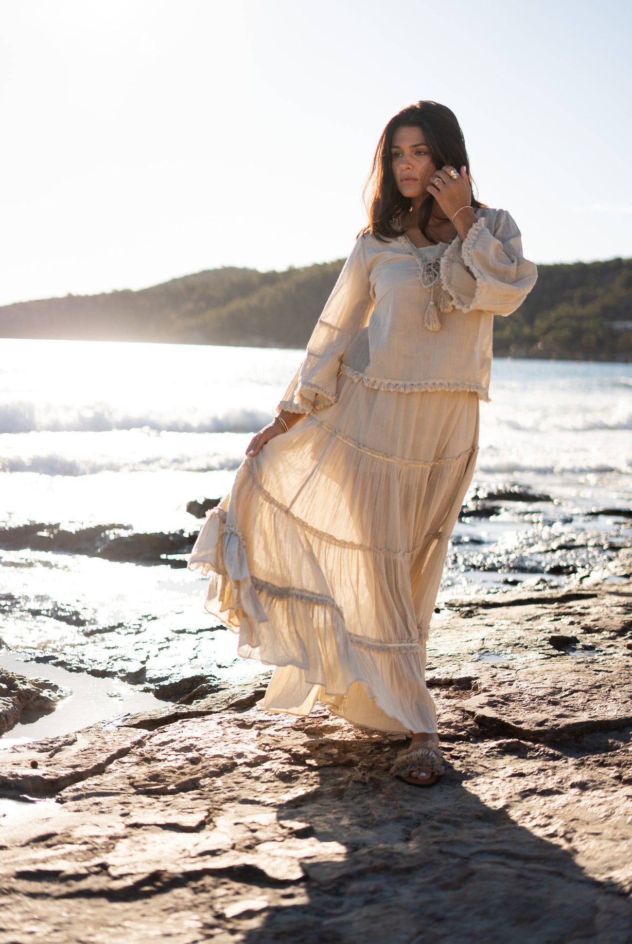 Bohemian rok in sand van ibzmode, Brands of Ibiza