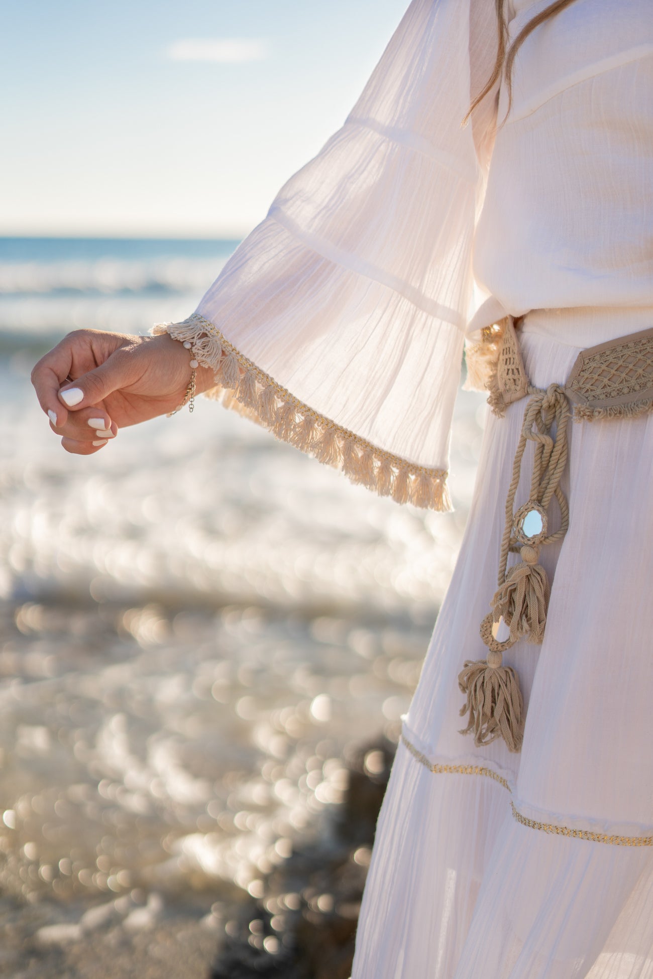 Bohemian blouse in white van ibzmode, Brands of Ibiza