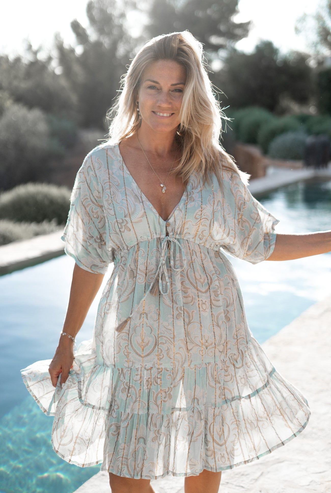 Bohemian jurk in pale blue van ibzmode, Brands of Ibiza