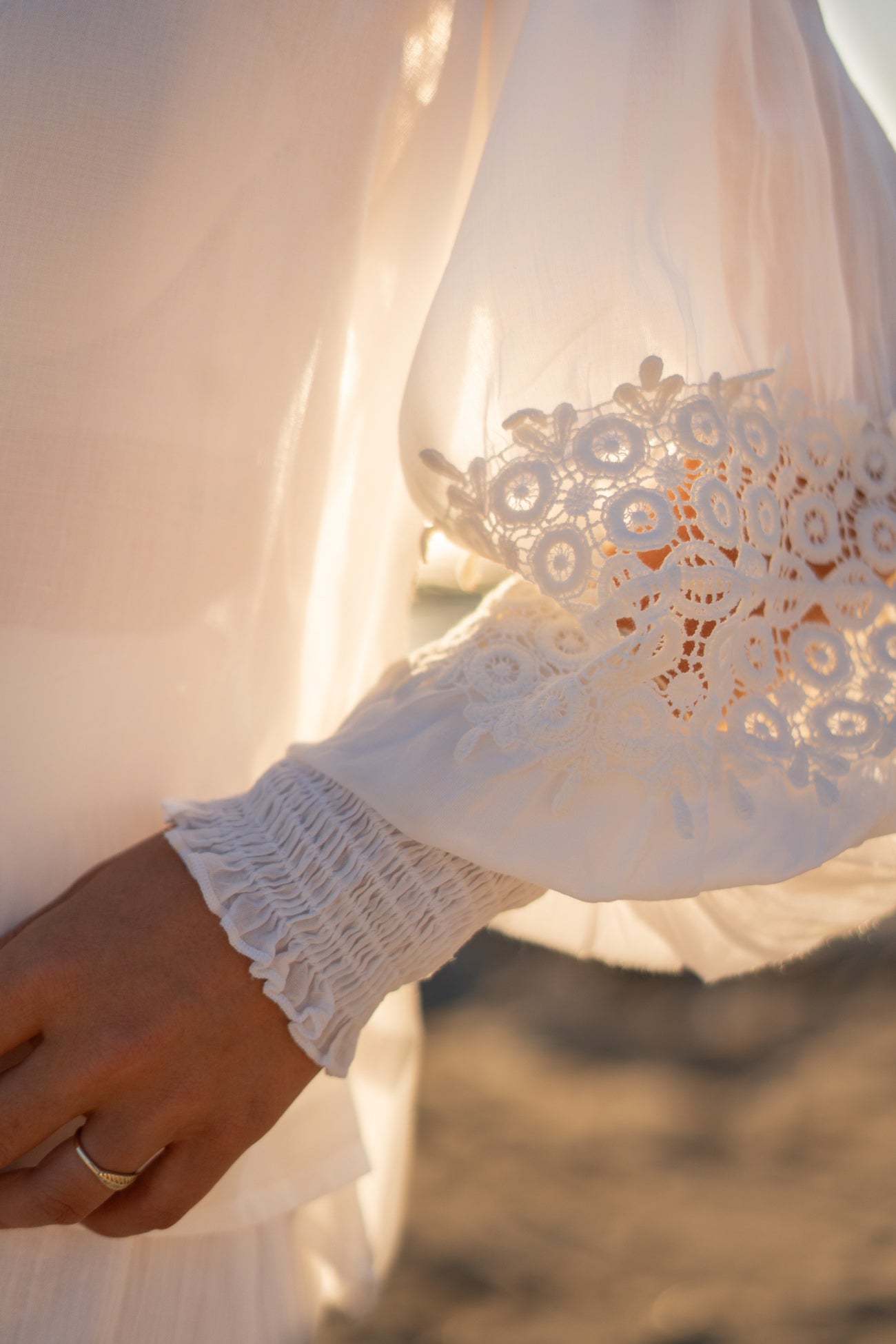 Weiße Bluse im Bohemian-Stil von Ibizamode mit lockerem Schnitt