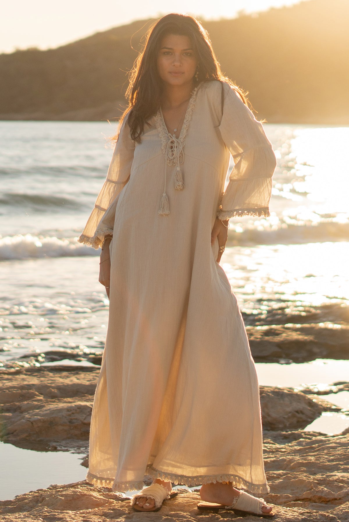Vêtement bohème couleur sable de la marque ibzmode, Brands of Ibiza