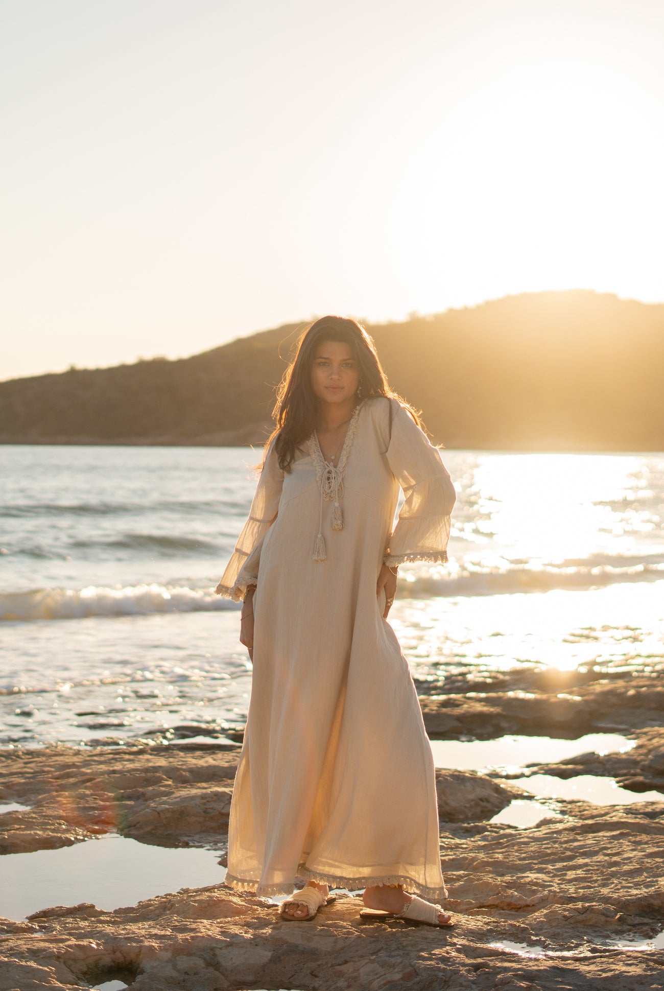 Vêtement bohème couleur sable de la marque ibzmode, Brands of Ibiza