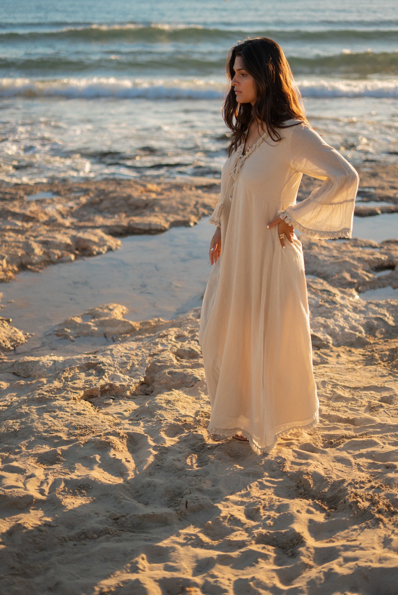 Vêtement bohème couleur sable de la marque ibzmode, Brands of Ibiza