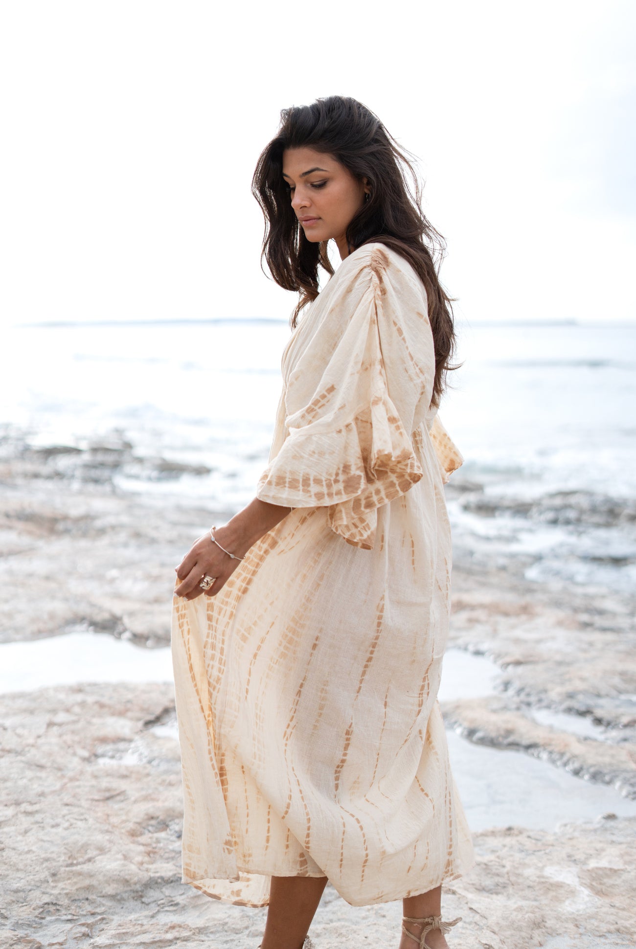 Bohemian jurk in ecru van ibzmode, Brands of Ibiza