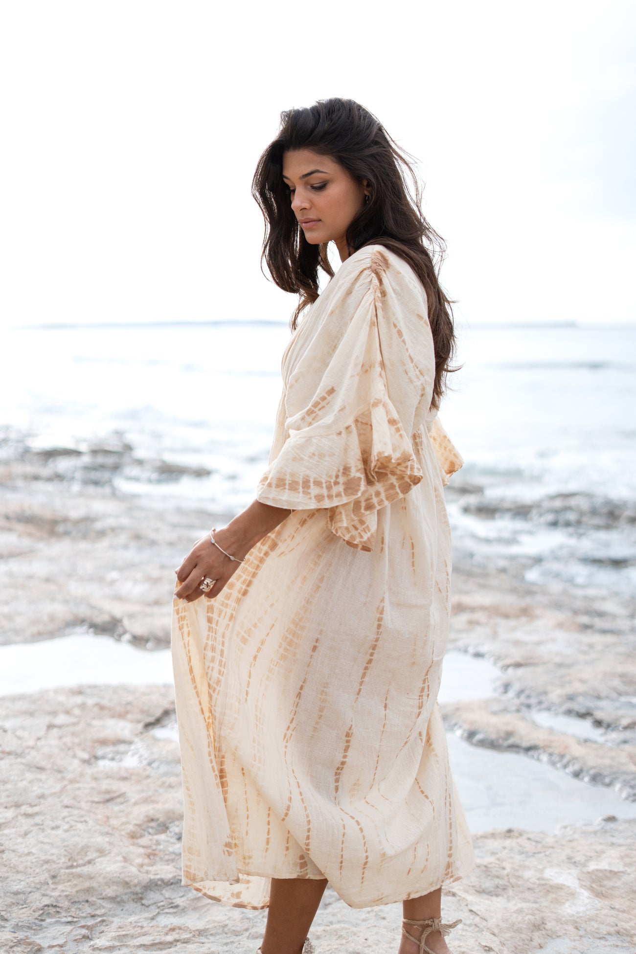 Bohemian jurk in ecru van ibzmode, Brands of Ibiza