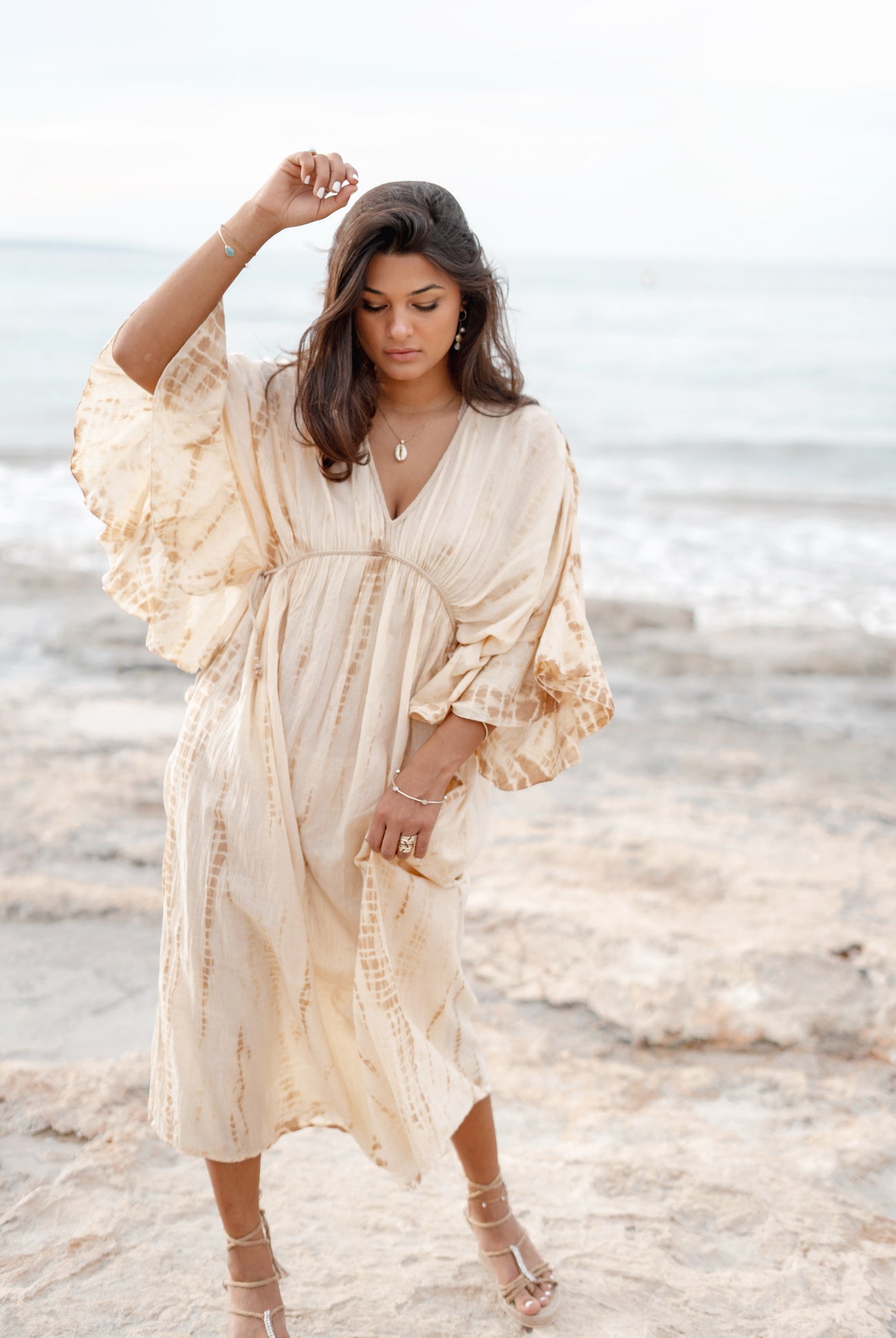 Bohemian jurk in ecru van ibzmode, Brands of Ibiza