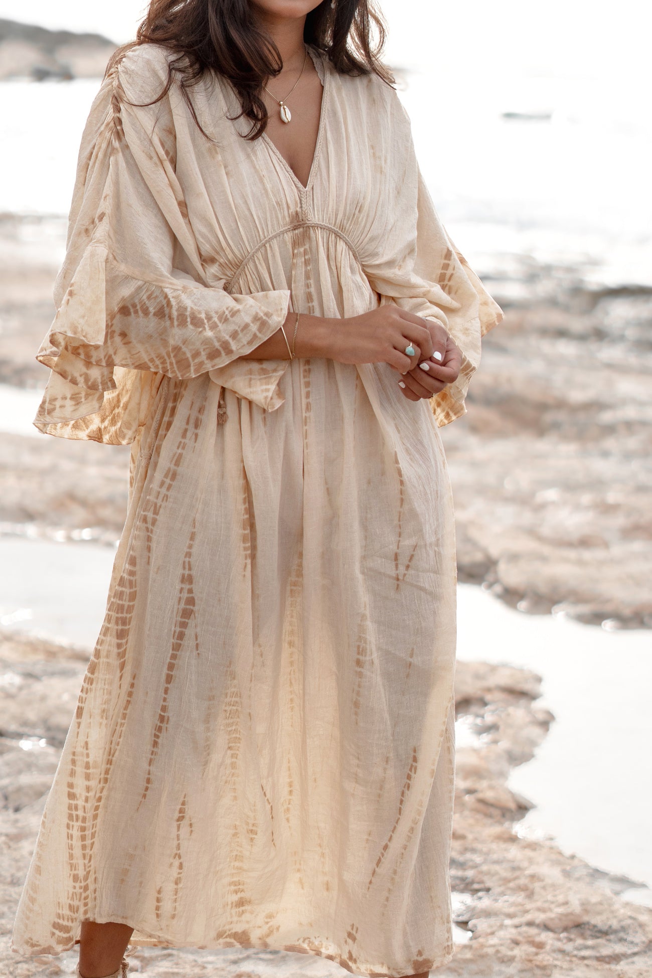 Bohemian jurk in ecru van ibzmode, Brands of Ibiza