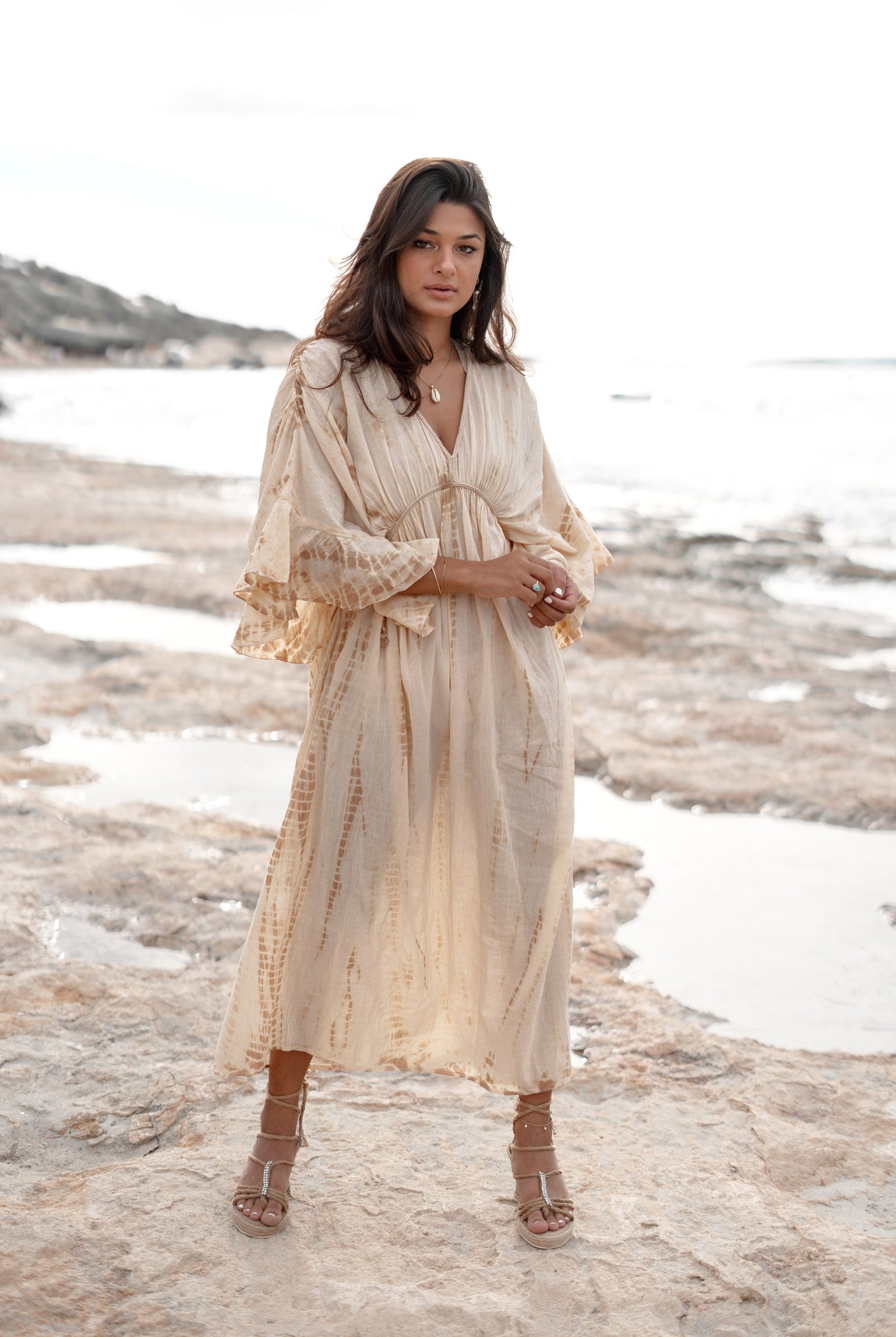 Bohemian jurk in ecru van ibzmode, Brands of Ibiza