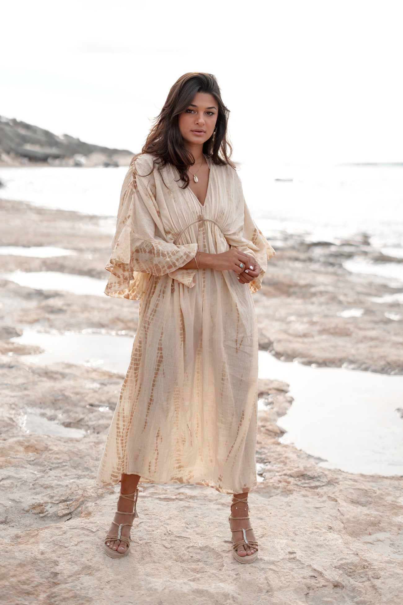 Bohemian jurk in ecru van ibzmode, Brands of Ibiza