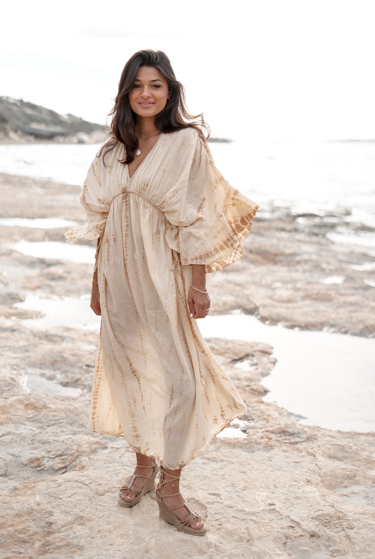 Bohemian jurk in ecru van ibzmode, Brands of Ibiza