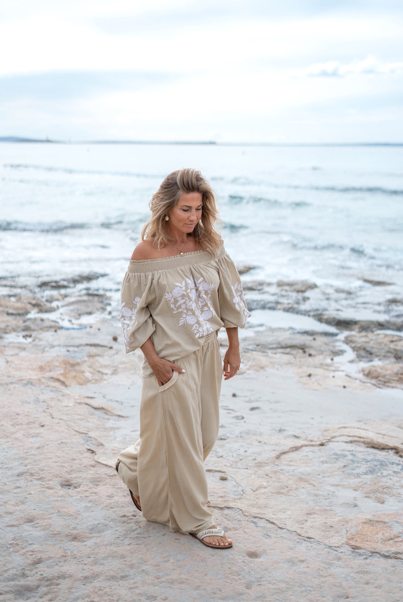 Bohemian blouse in sand by ibzmode, Brands of Ibiza