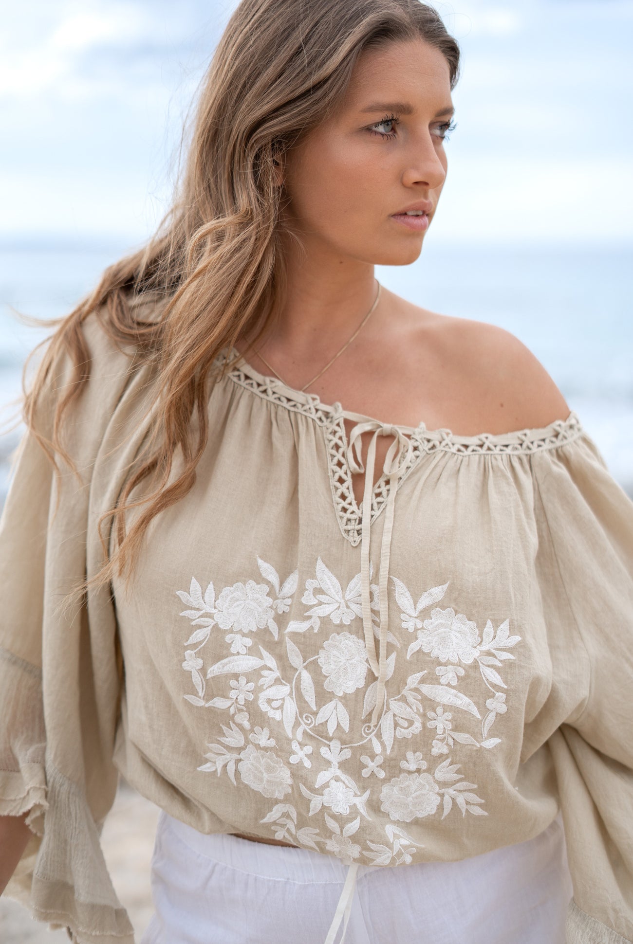 Bohemian blouse in sand by ibzmode, Brands of Ibiza