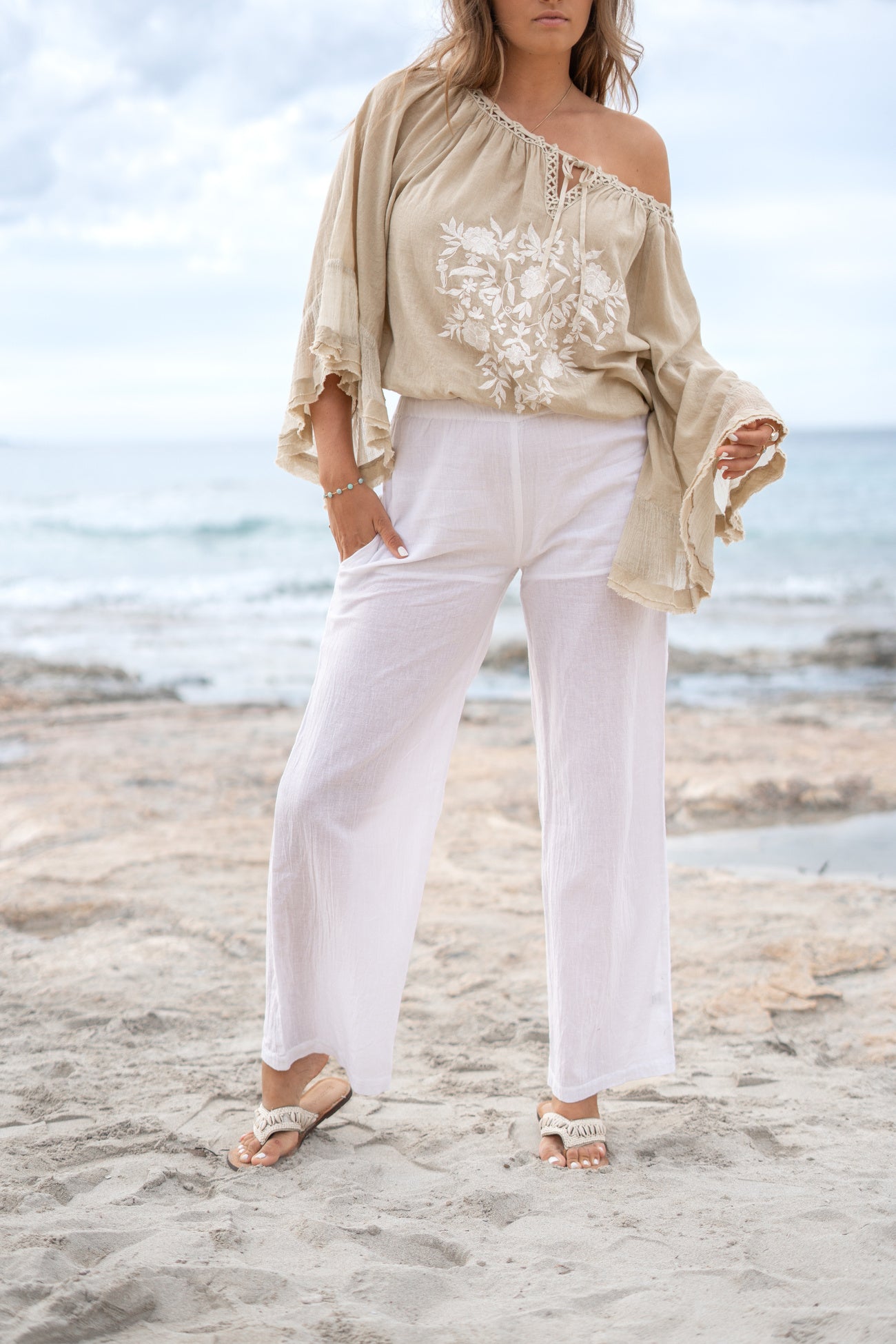 Bohemian blouse in sand van ibzmode, Brands of Ibiza
