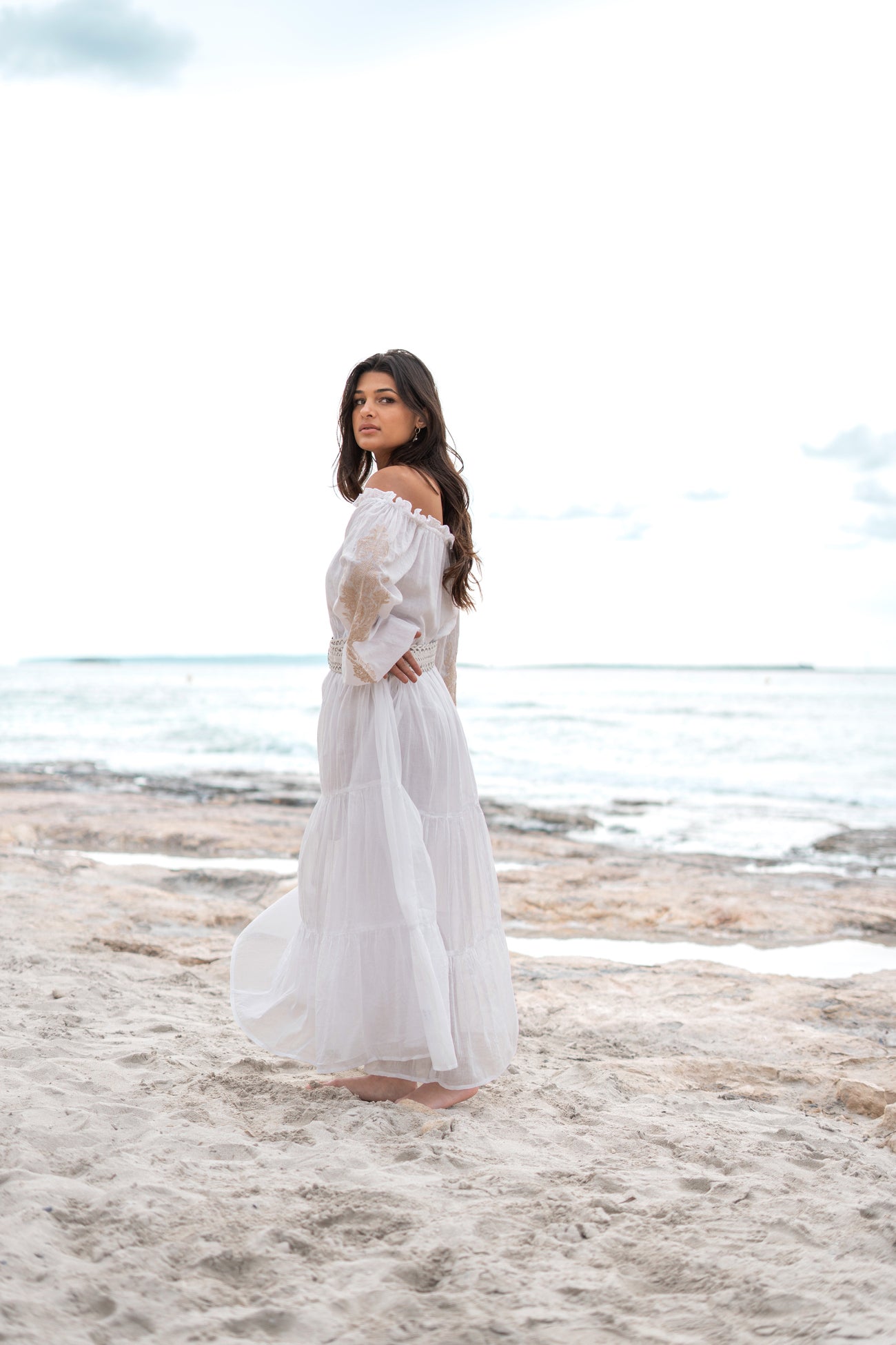 Bohemian jurk in white van ibzmode, Brands of Ibiza