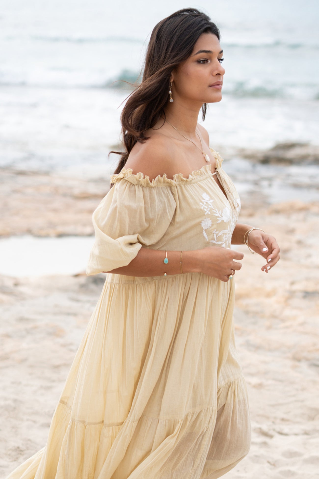 Bohemian jurk in sand van ibzmode, Brands of Ibiza