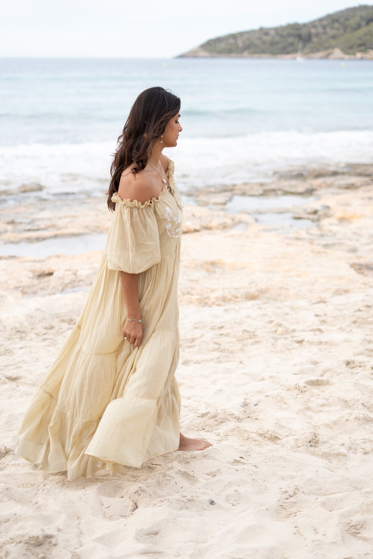 Bohemian jurk in sand van ibzmode, Brands of Ibiza