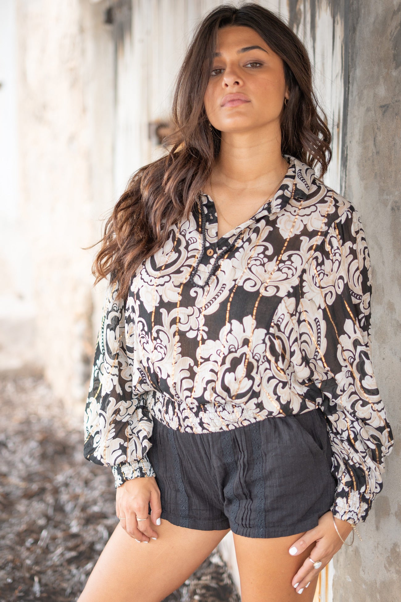 Bohemian blouse in black van ibzmode, Brands of Ibiza