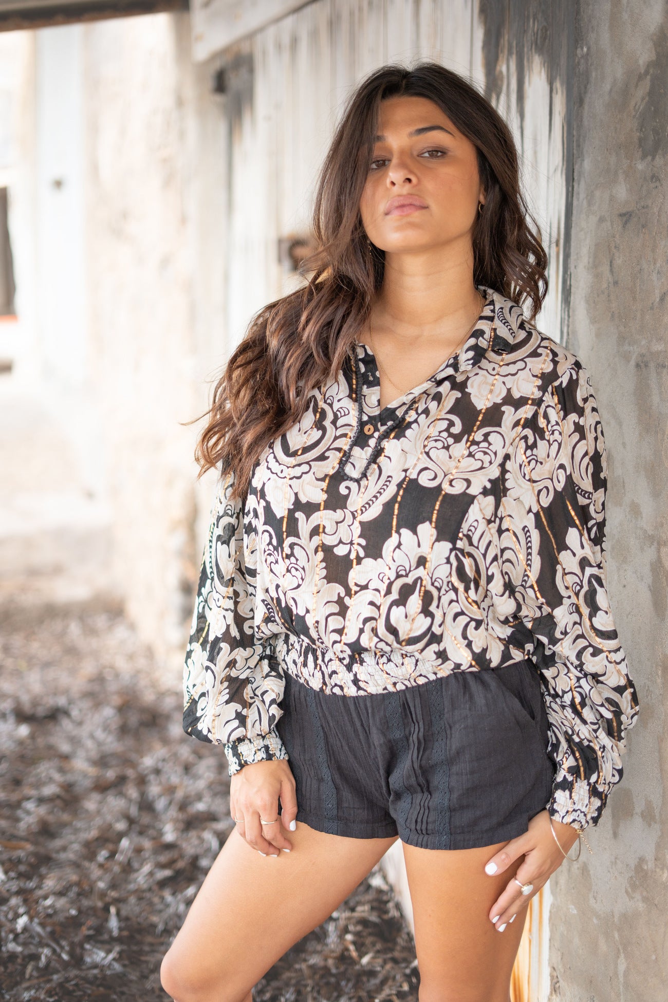 Bohemian blouse in black van ibzmode, Brands of Ibiza