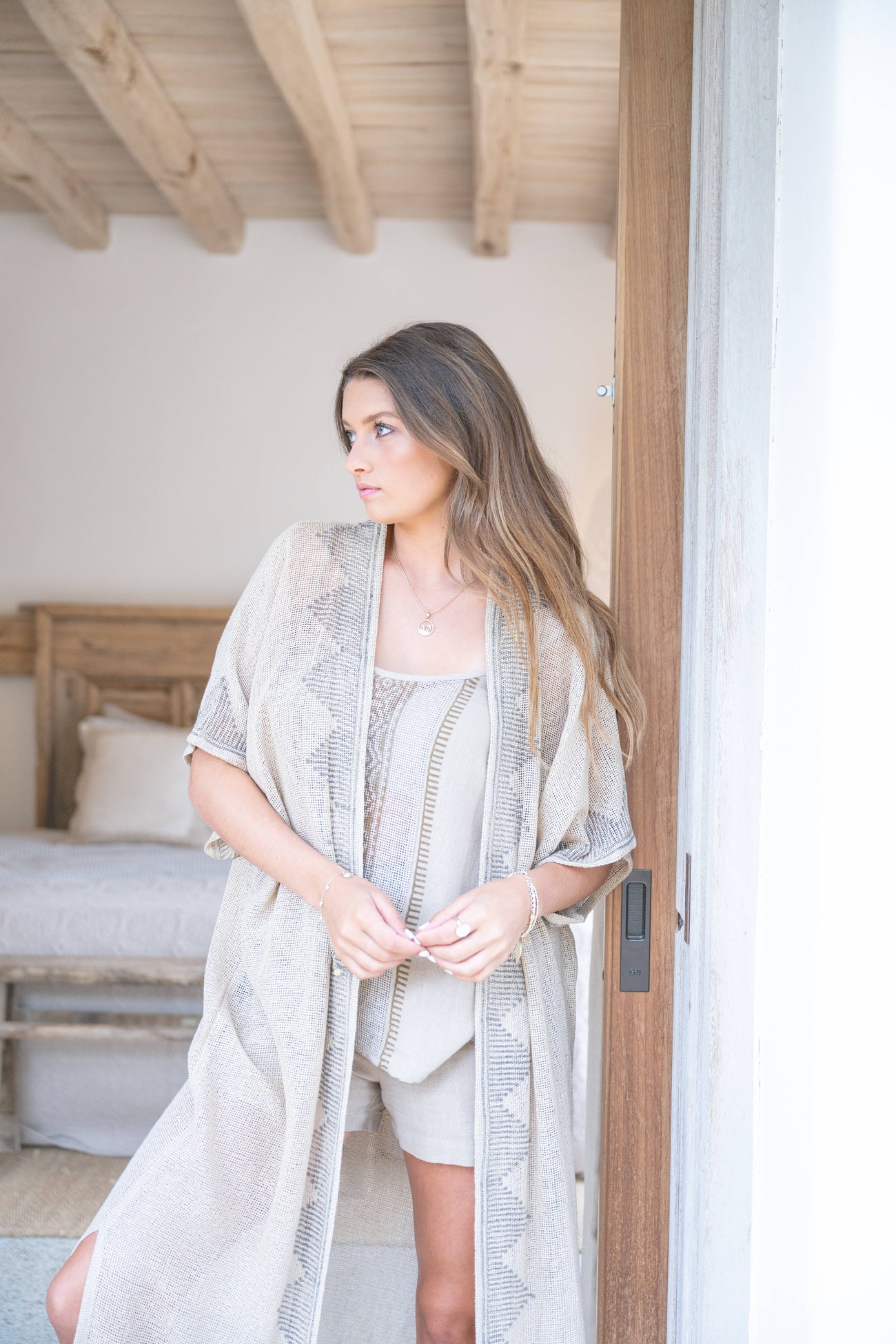 Bohemian kimono in sand van ibzmode, Brands of Ibiza