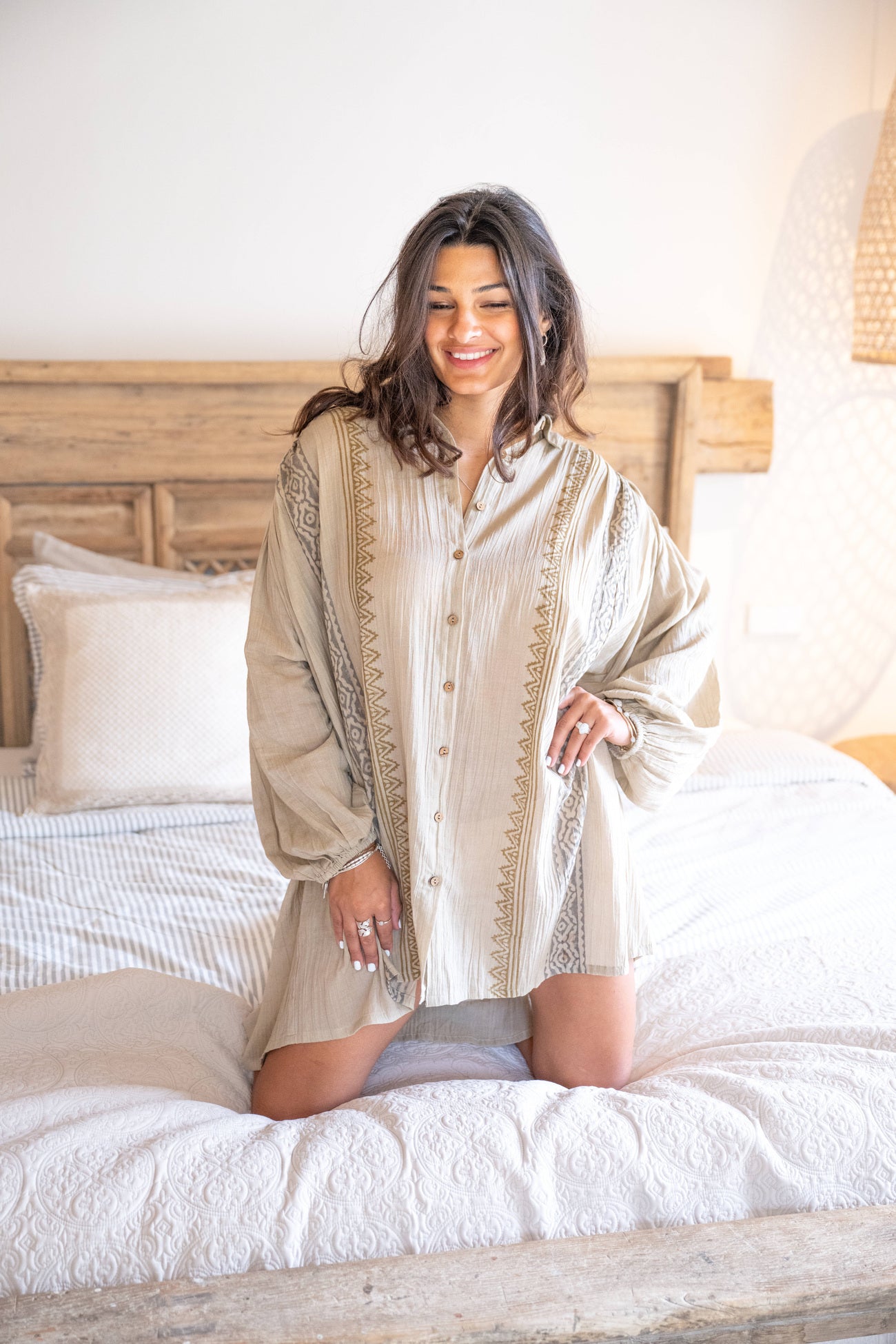 Bohemian blouse in sand van ibzmode, Brands of Ibiza