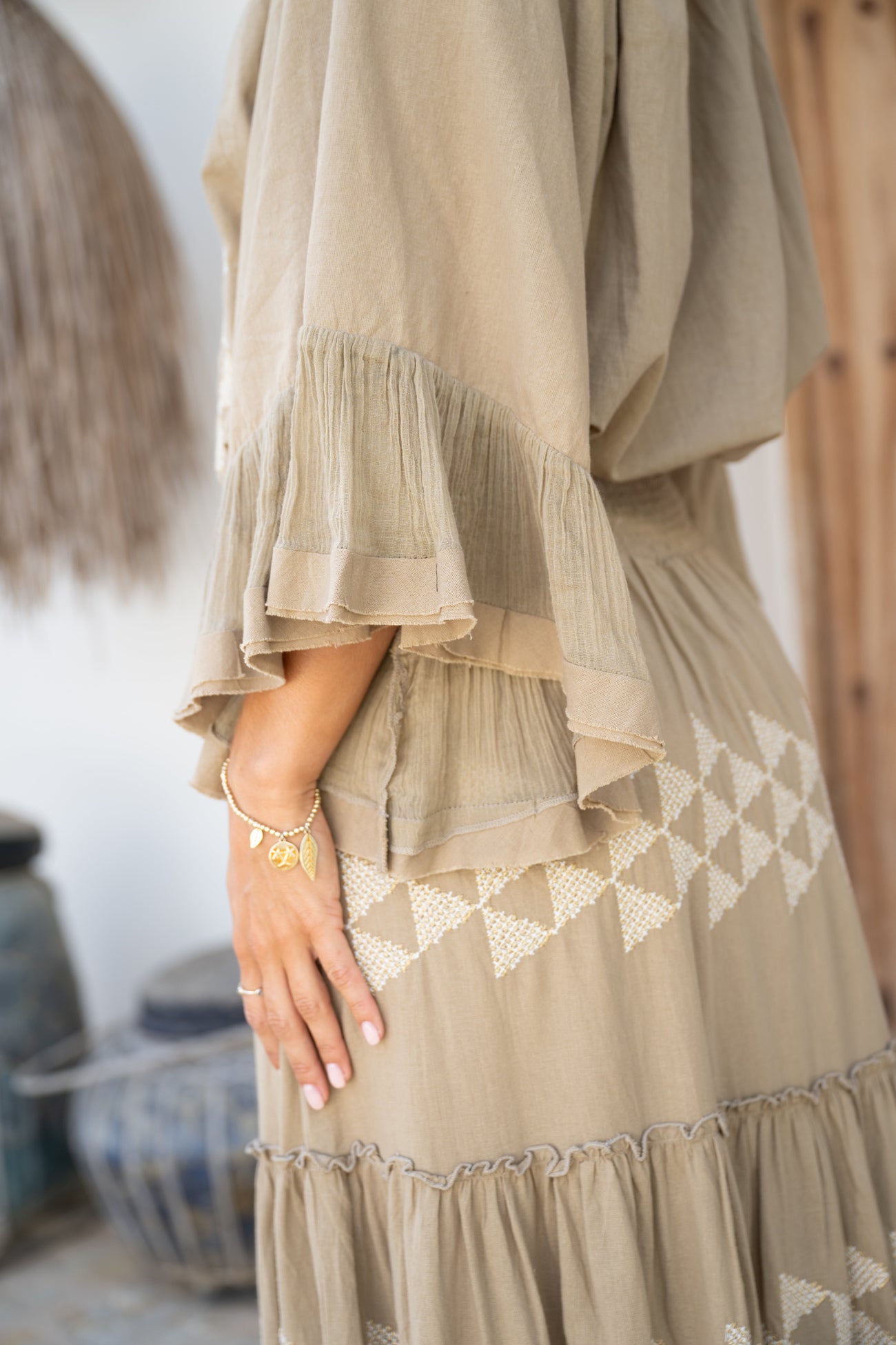 Bohemian rok in taupe van ibzmode, Brands of Ibiza