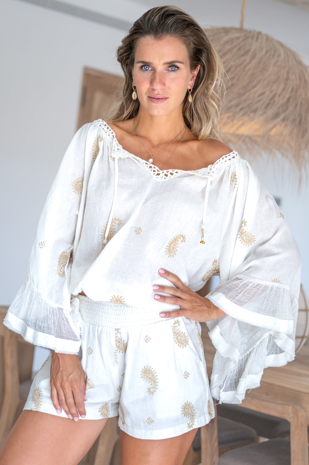 Bohemian blouse in ivory from ibzmode, Brands of Ibiza