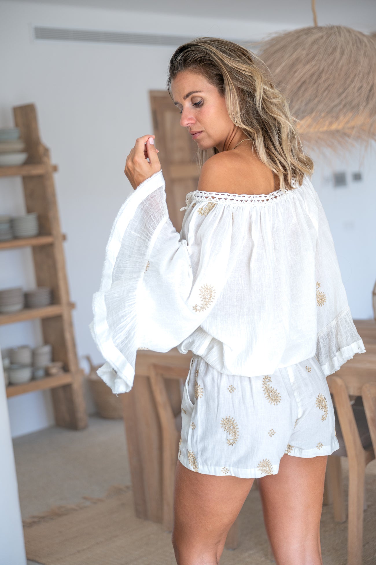 Bohemian pants in ivory from ibzmode, Brands of Ibiza