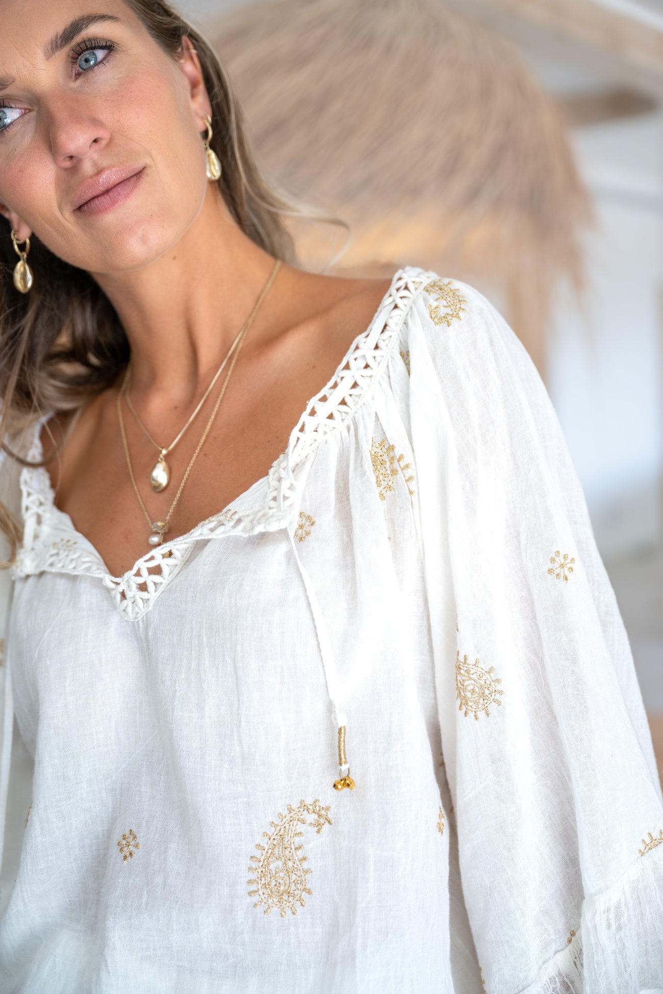 Bohemian blouse in ivory from ibzmode, Brands of Ibiza