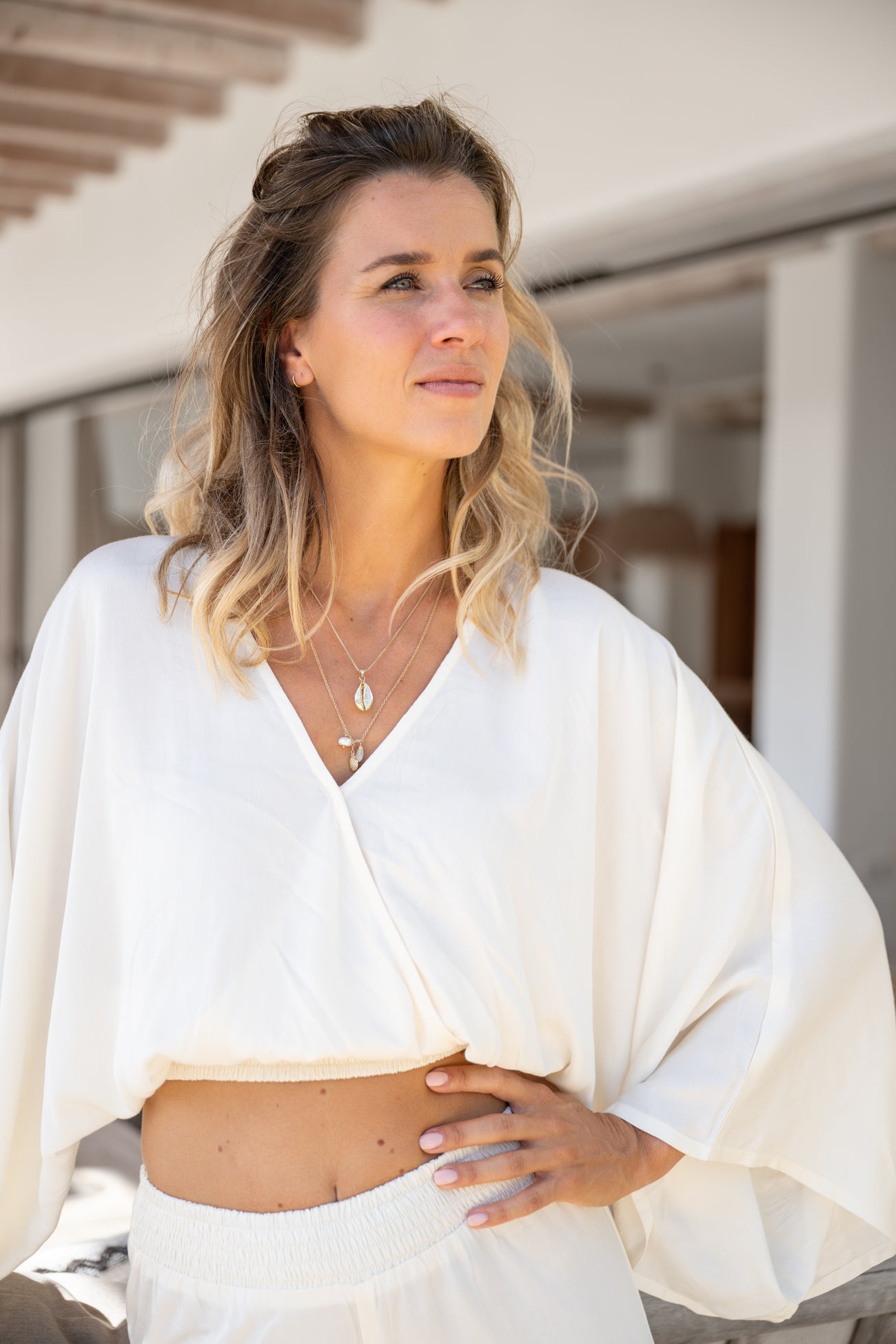 Bohemian top in ivory van ibzmode, Brands of Ibiza