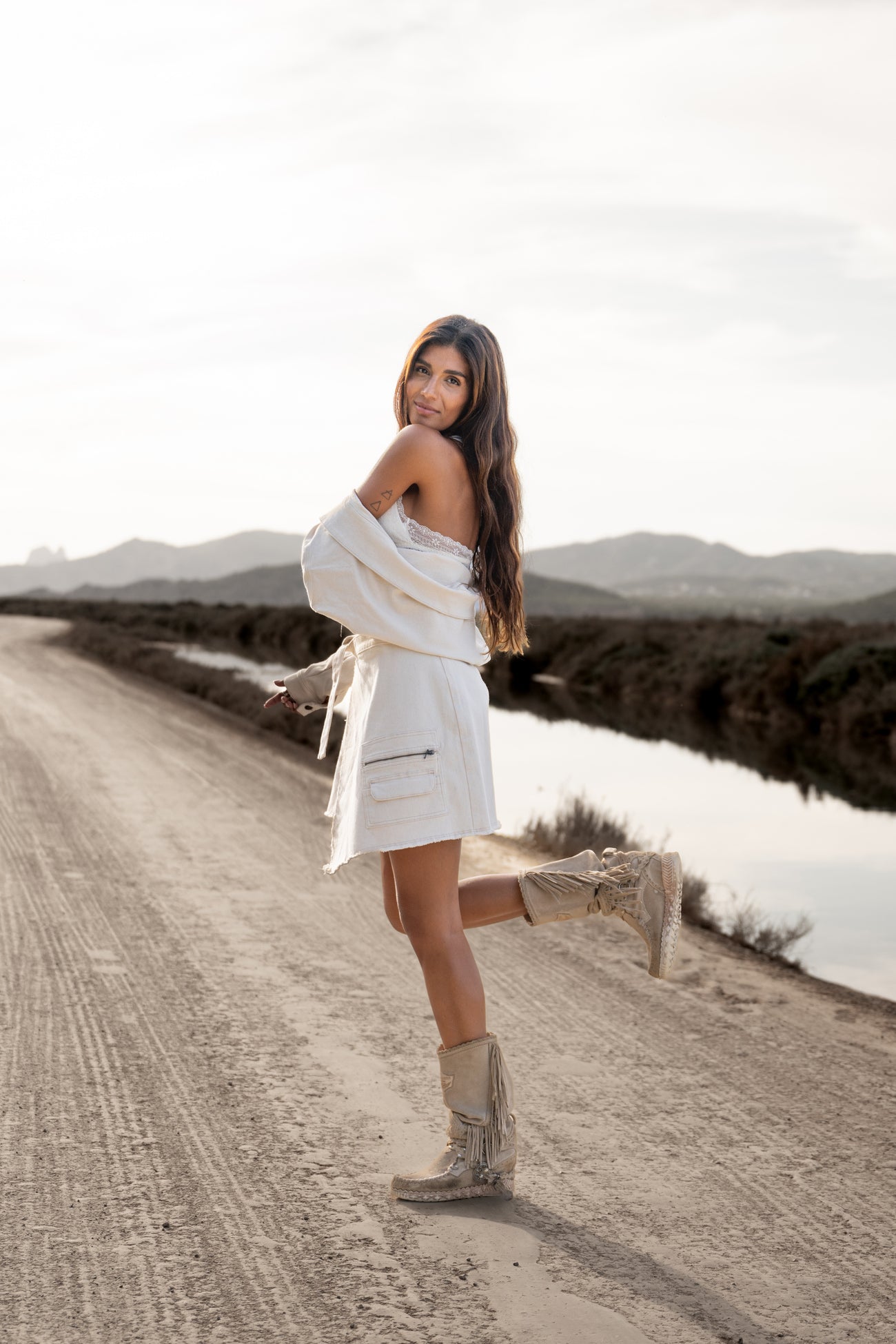 Bohemian rok in light beige van MOOST Wanted, Brands of Ibiza