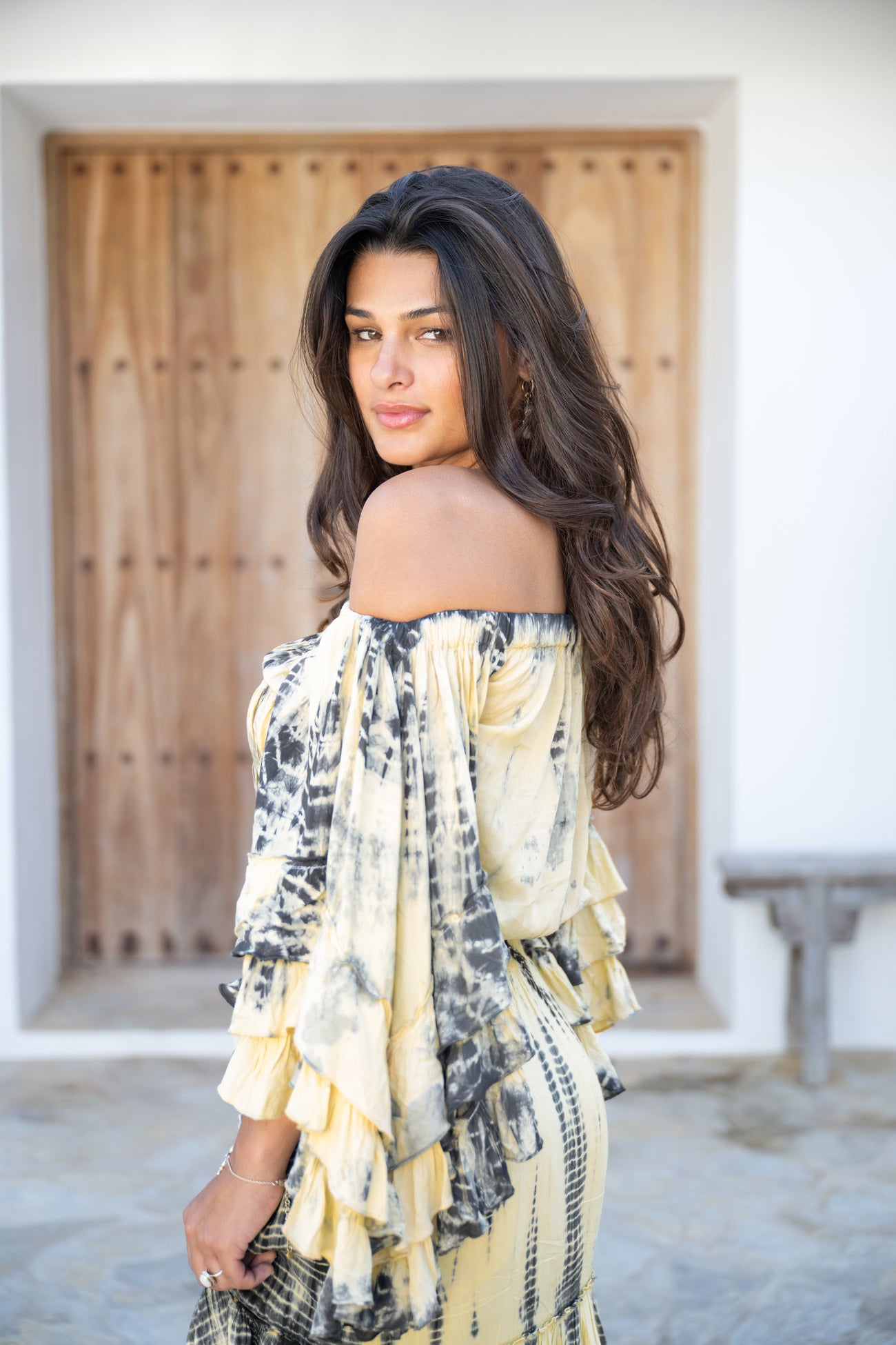 Bohemian top in sand van ibzmode, Brands of Ibiza